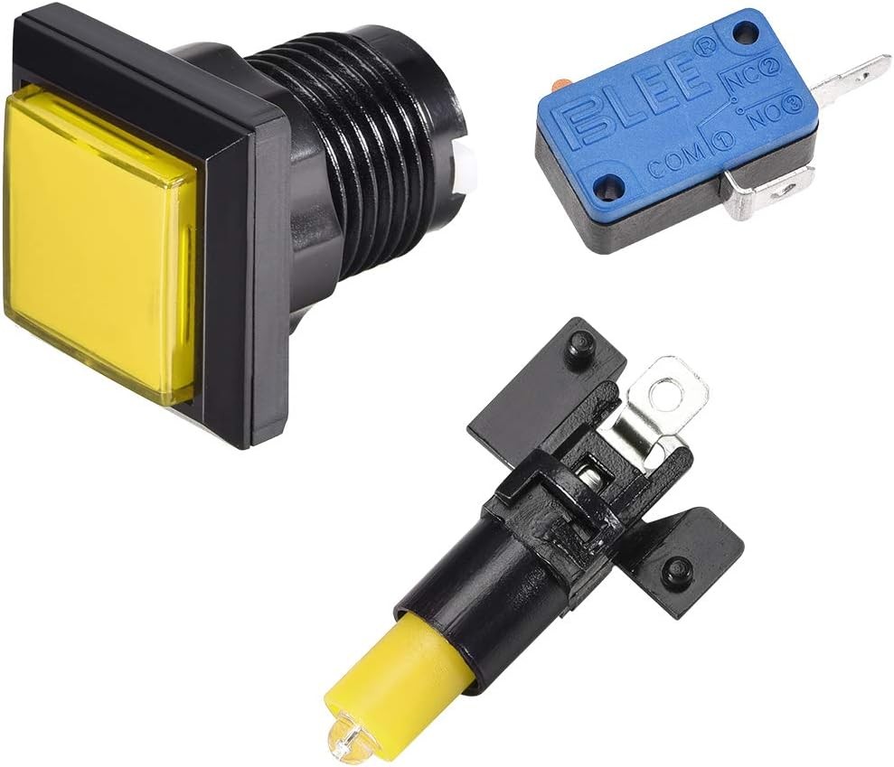 34x34mm Square 12V LED Illuminated Push Button Switch Micro Swit Color: Yellow