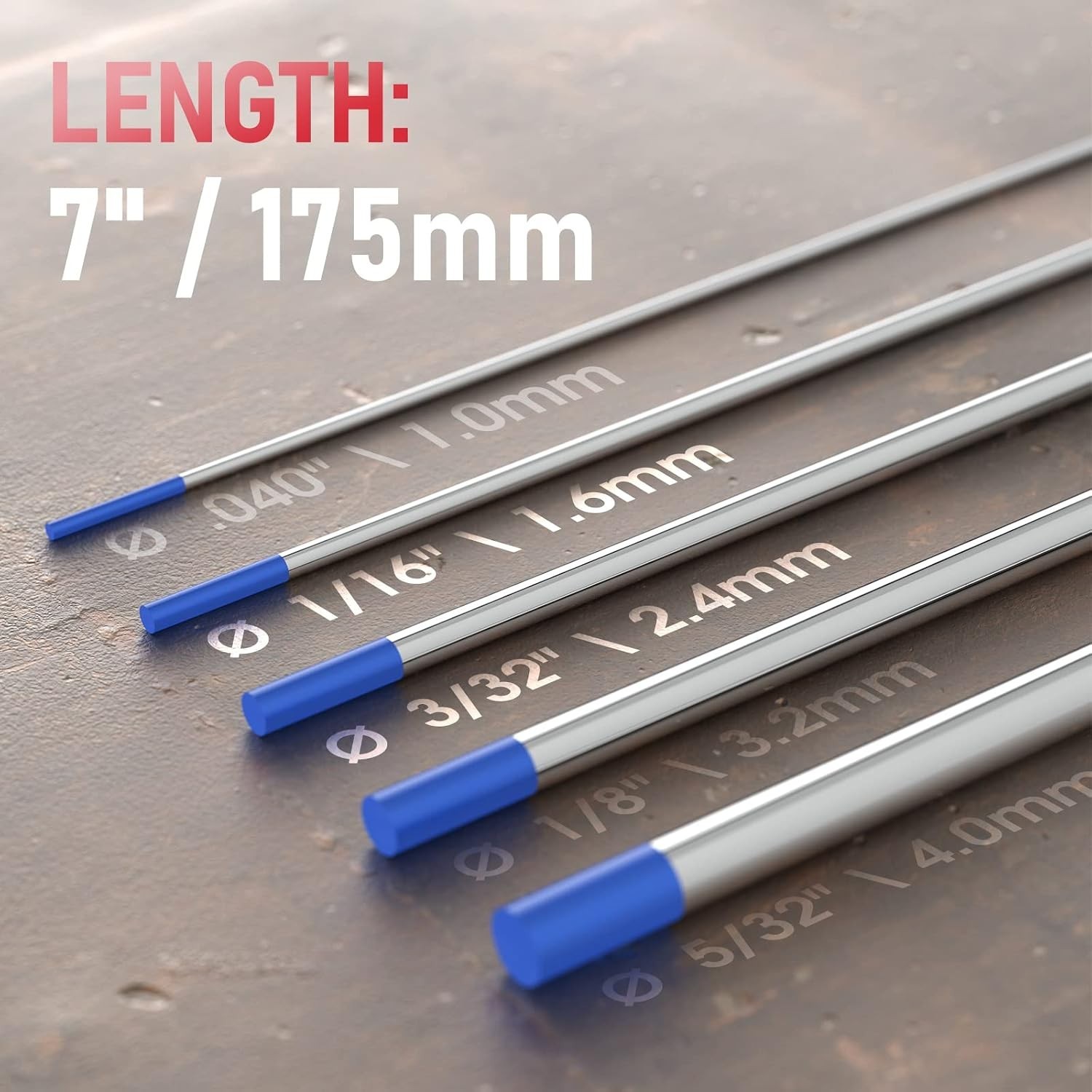AWS Certified 2% Lanthanated Tungsten Electrodes – 10 Pack – Effortless Arc Blue