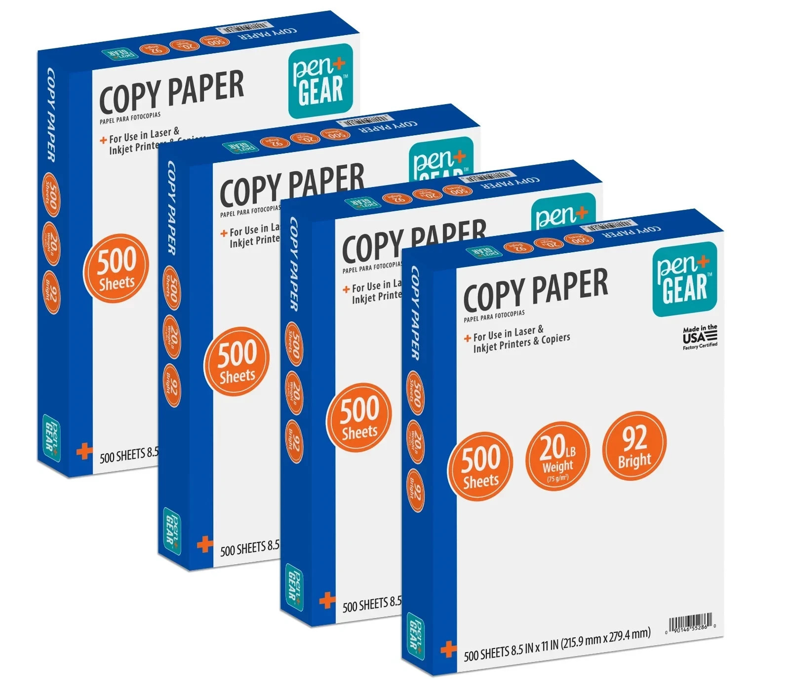 Copy Paper, 8.5″ x 11″, 92 Bright, 20 lb., 4 Reams (2,000 Sheets) Free Shipping