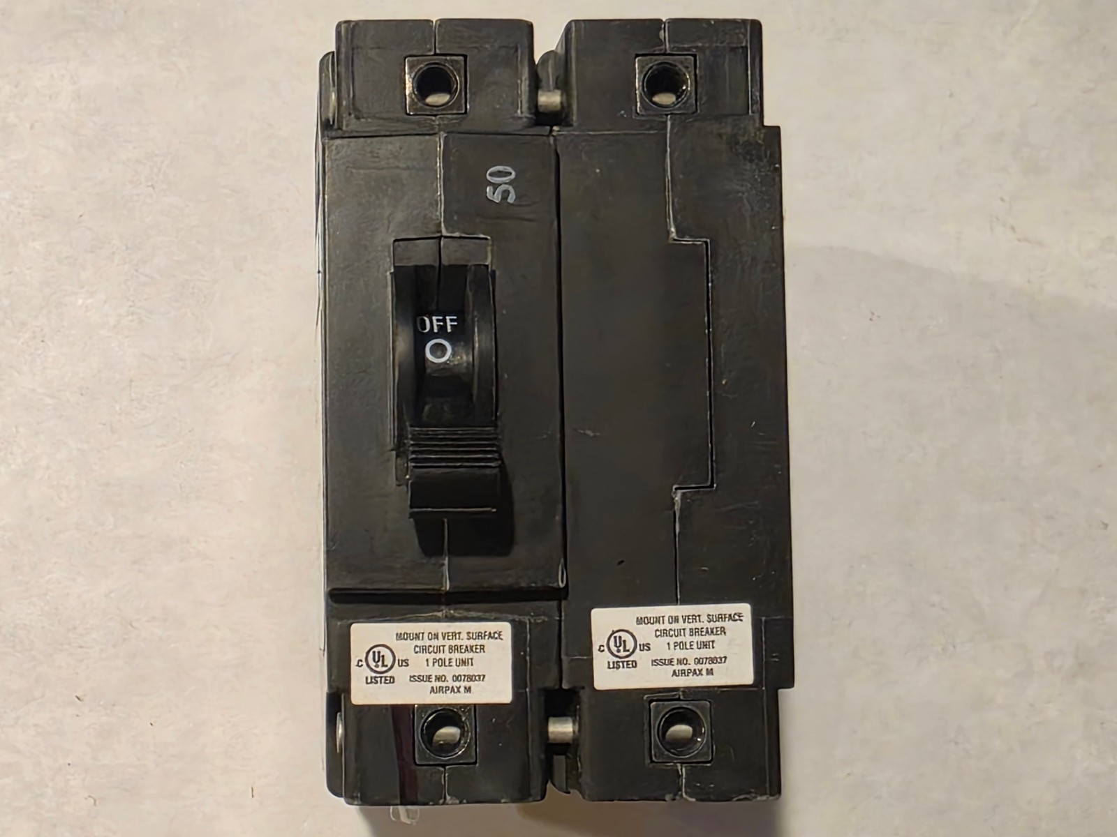 Airpax Circuit Breaker, LELK12-1REC5-37583-50-G2-V, 40A (NOS)