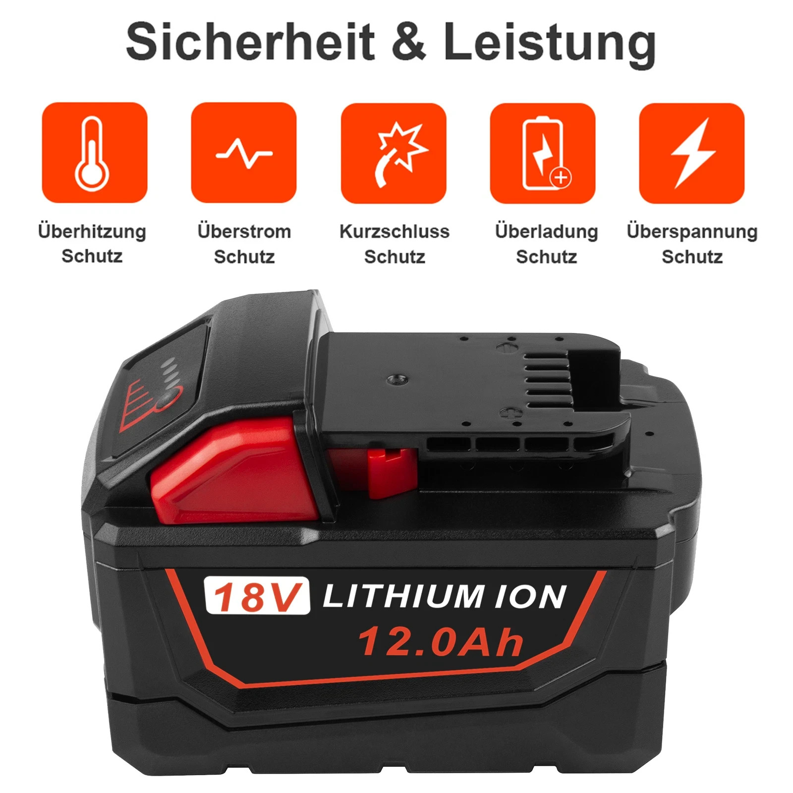 12Ah 18V Battery For Milwaukee For M18 Lithium Ion High Capacity 48-11-1880 US
