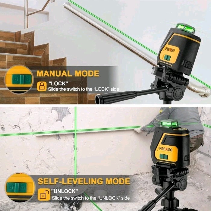 PREXISO 360 Laser Level with Tripod – IP54 Rechargeable Wide Angle Vertical…