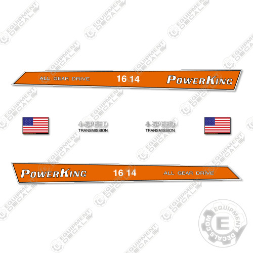 Fits Power King 1614 Decal Kit Tractor – 7 YEAR OUTDOOR 3M VINYL!