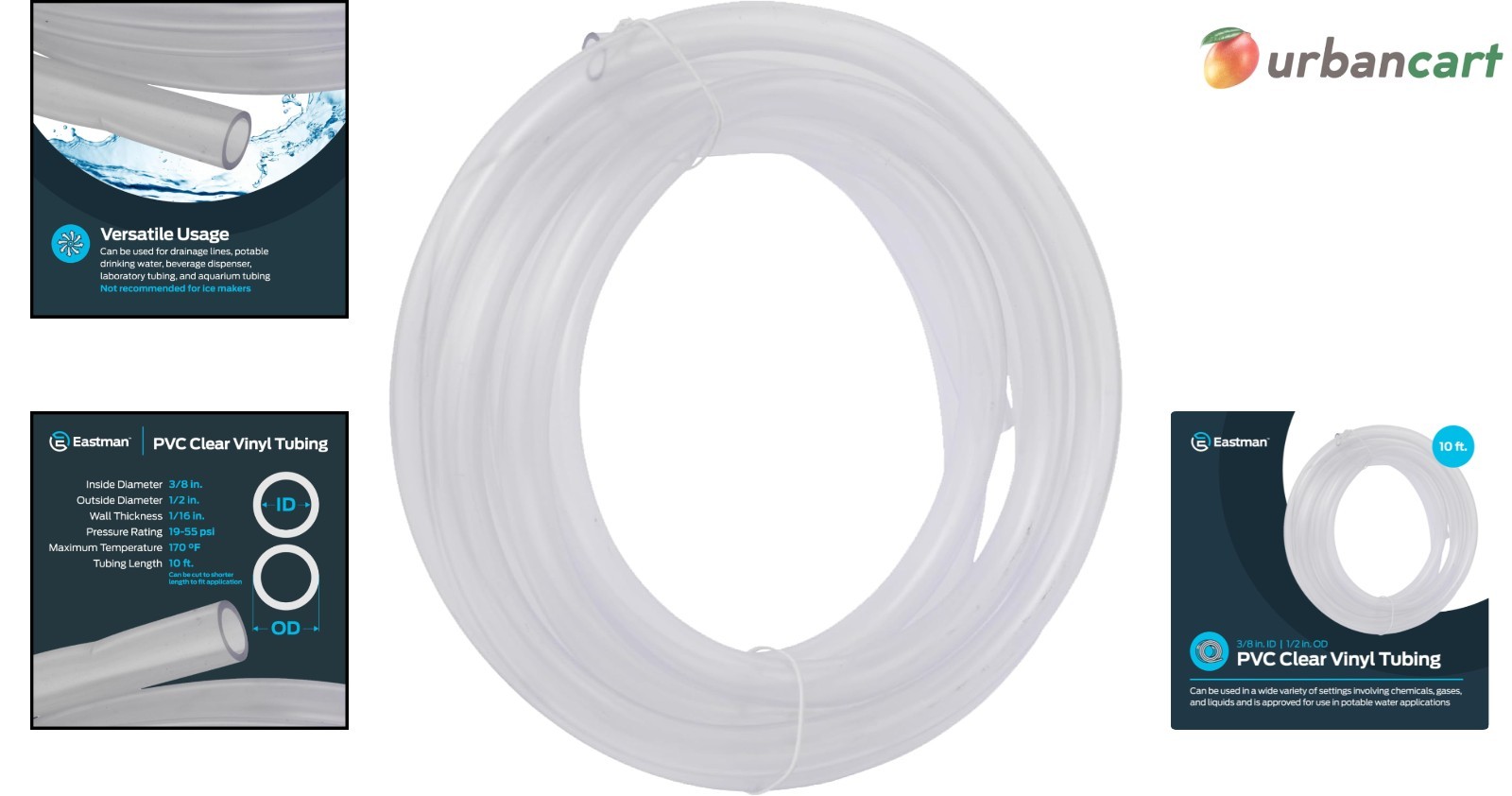 10 Ft Clear PVC Vinyl Tubing – Flexible, Versatile for Water & Liquids