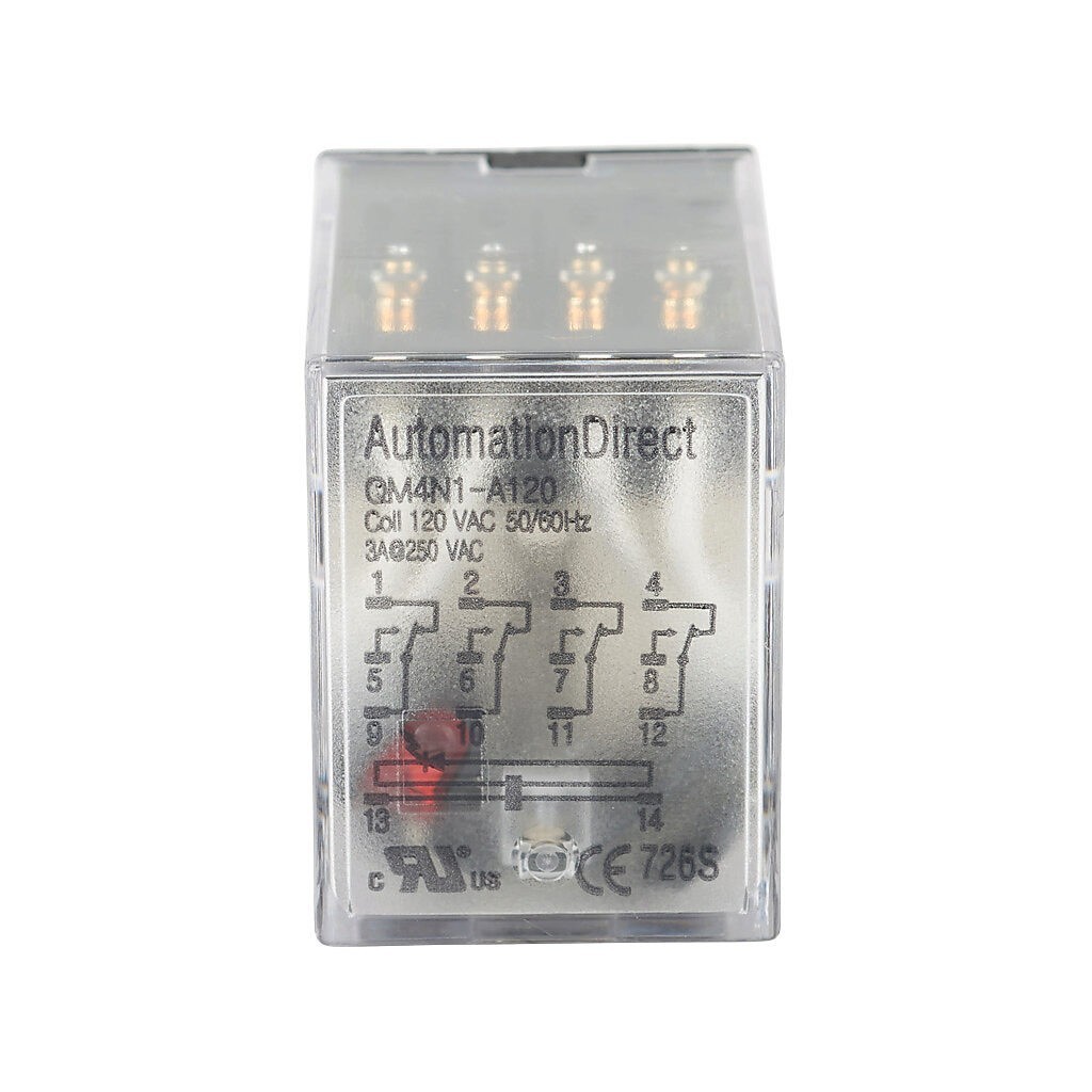 AutomationDirect QM4N1-A120 Plug-In Relay 110/120VAC 4PDT 14-Pin Indicator