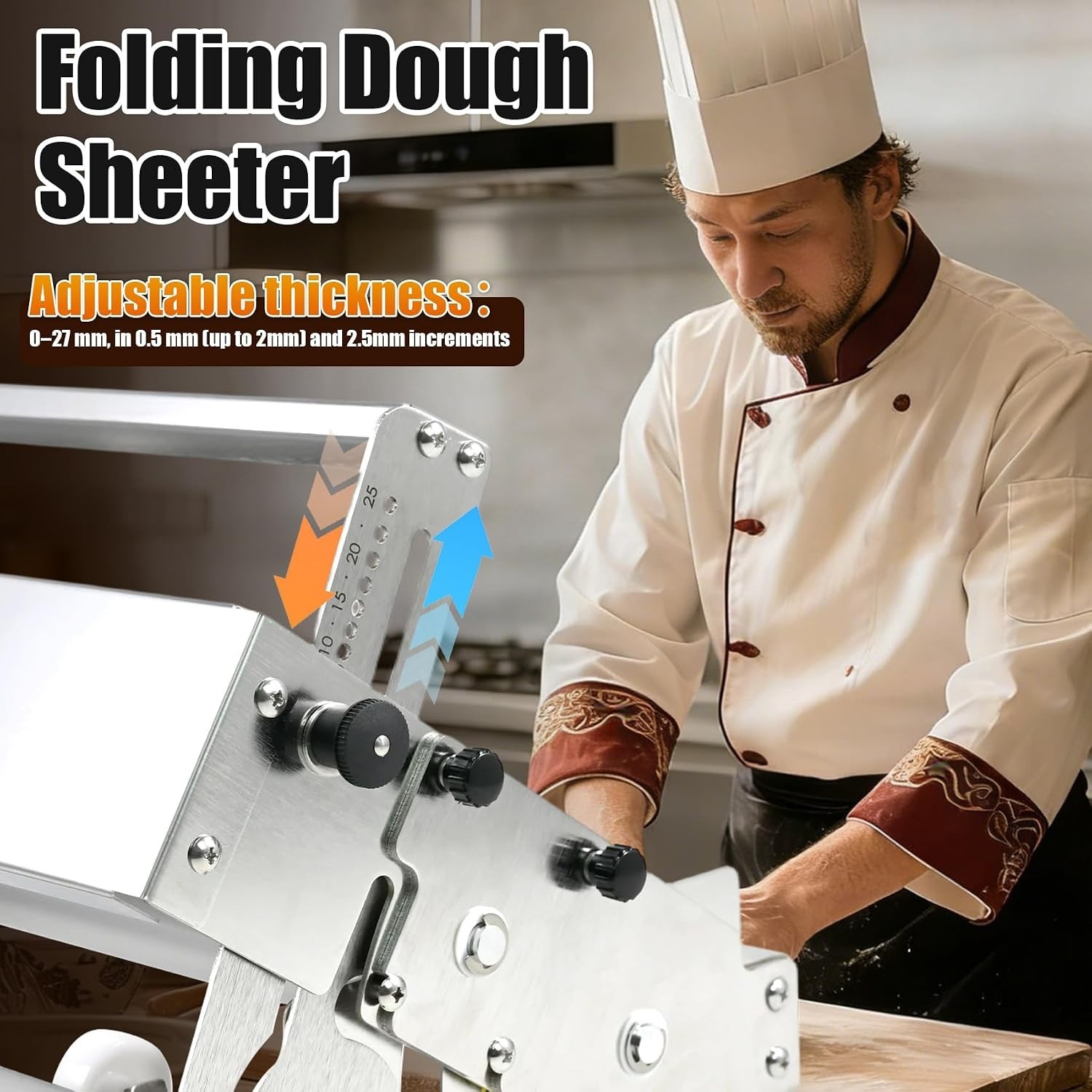 Durable Folding Dough Sheeter 15.5in – Stainless Steel for Home and Catering Use