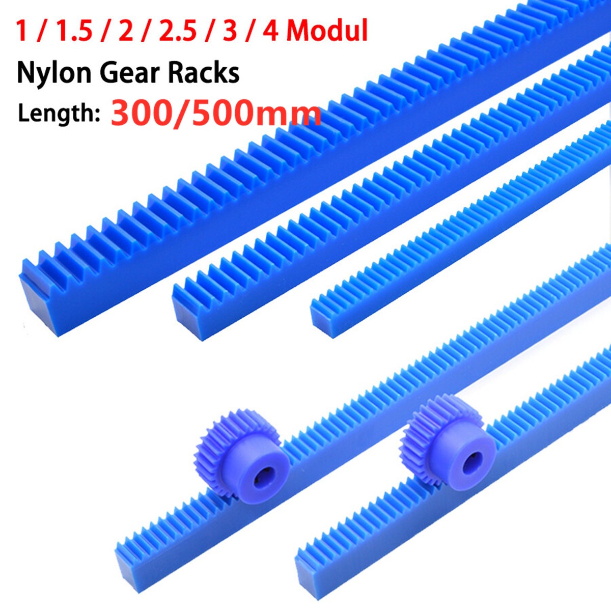 1/1.5/2/2.5/3/4 Modul Nylon Spur Gear Racks For CNC Linear Motion Long 300/500mm