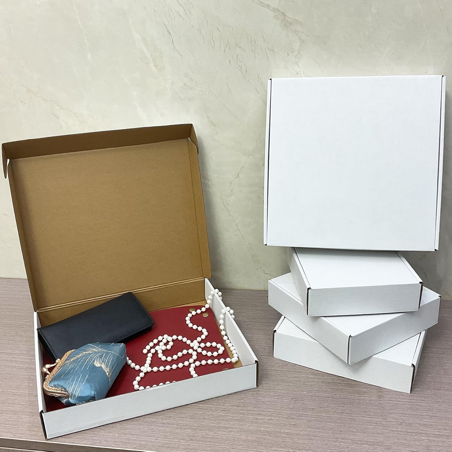 13x11x2 Inches Shipping Boxes Set of 25,White inches, White