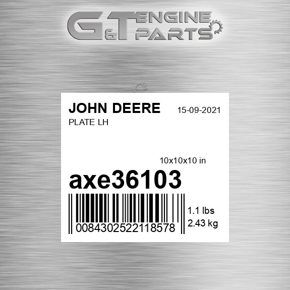 AXE36103 PLATE LH fits JOHN DEERE (Surplus Open Box)