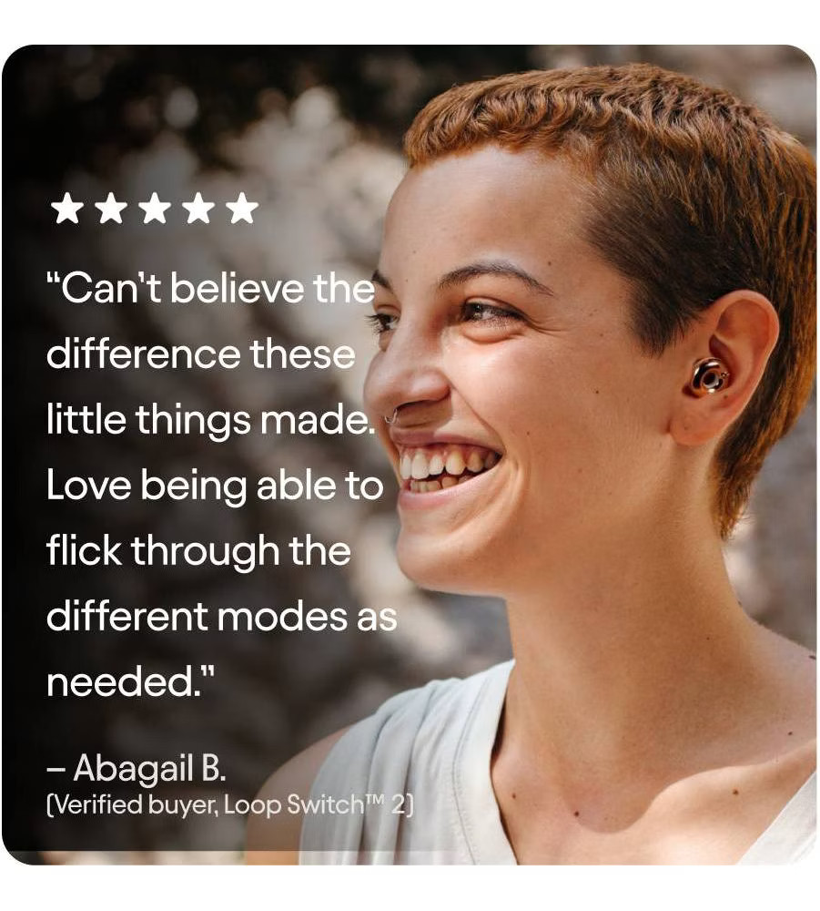 Loop Switch 2 Earplugs for Adjustable Volume Control and Instant Noise Relief