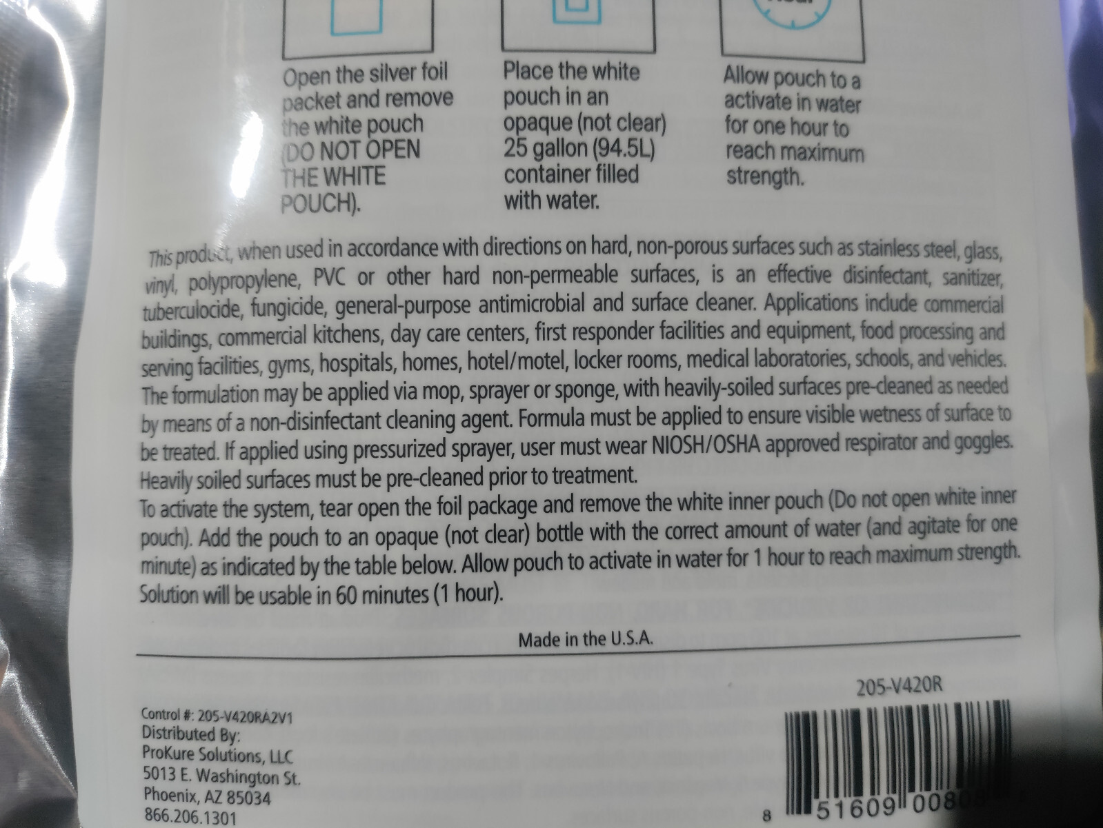 4.2oz packets ProKure V Mold and Mildew eliminator / Disinfectant and Deodorizer