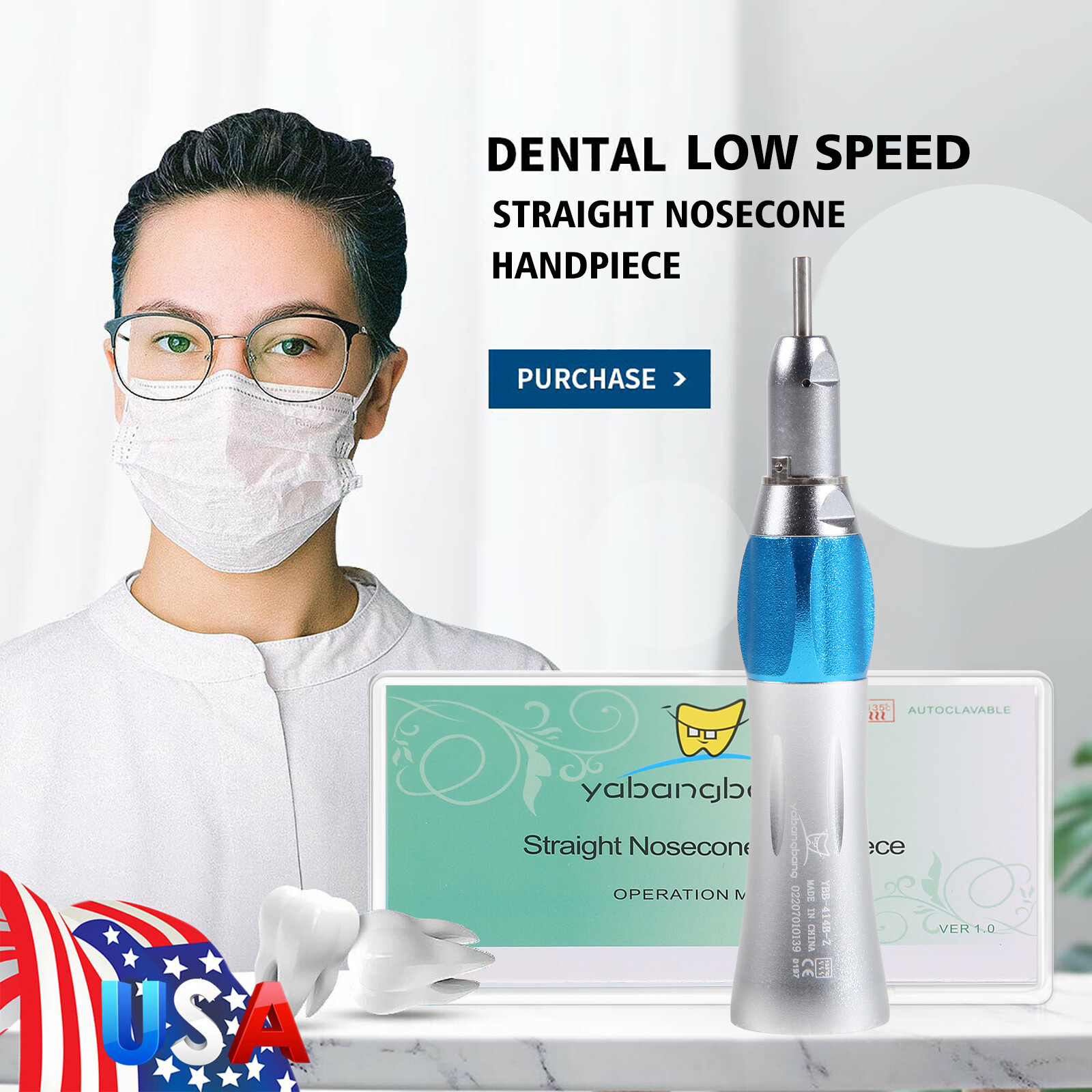 1-10 pcs Dentist Dental Slow Low Speed Handpiece Straight Nose Cone 1:1 E-type