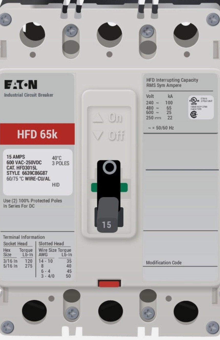 HFD3015L – Eaton – Molded Case Circuit Breaker