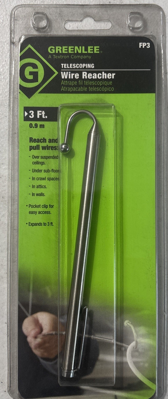 Greenlee Fp3 3 Ft. Telescoping Fish Pole Reacher Wire Pull