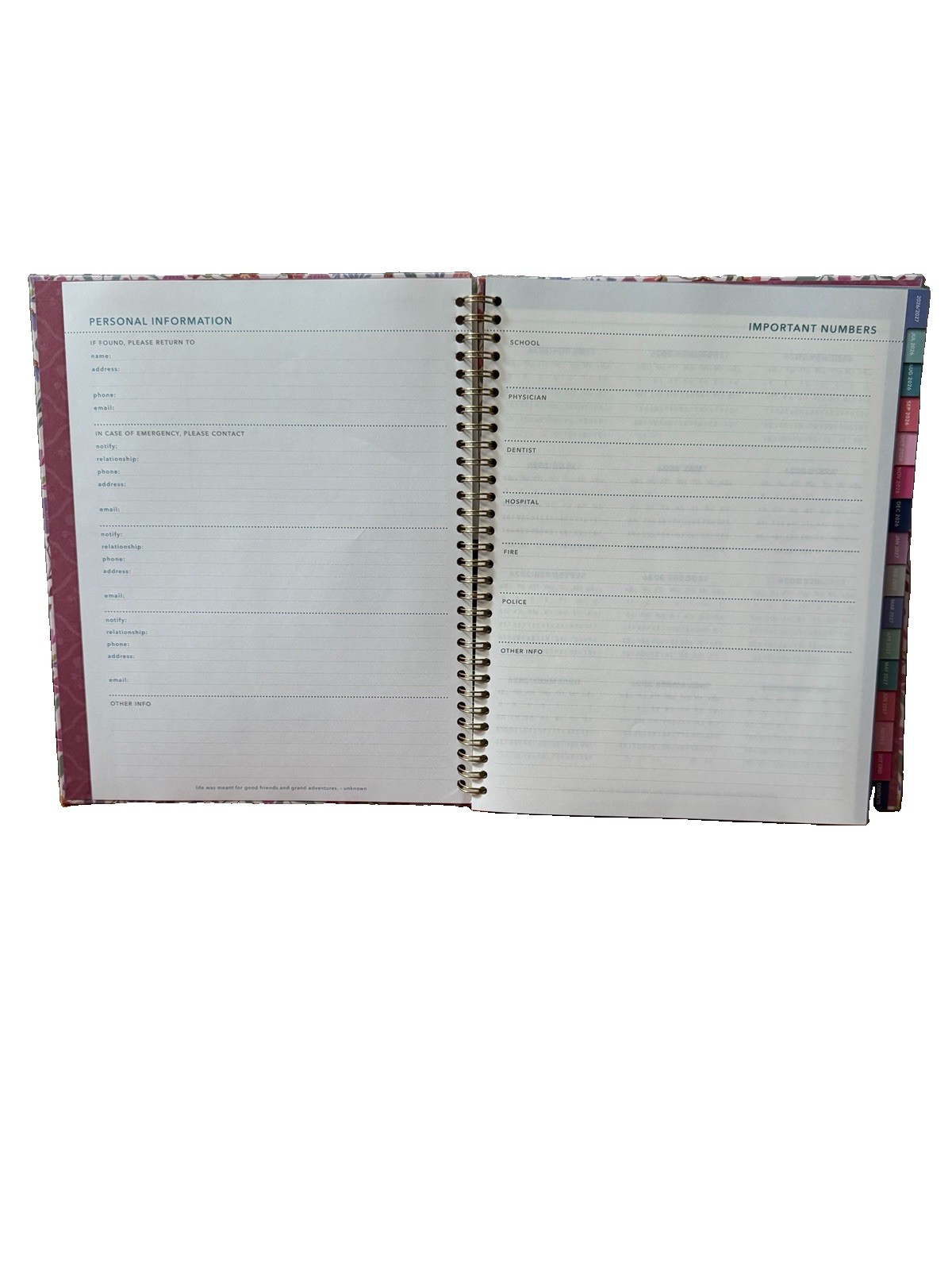 2027 Clementine 12 month Floral Planner July 2026-June 2027 11×9” Notebook Size