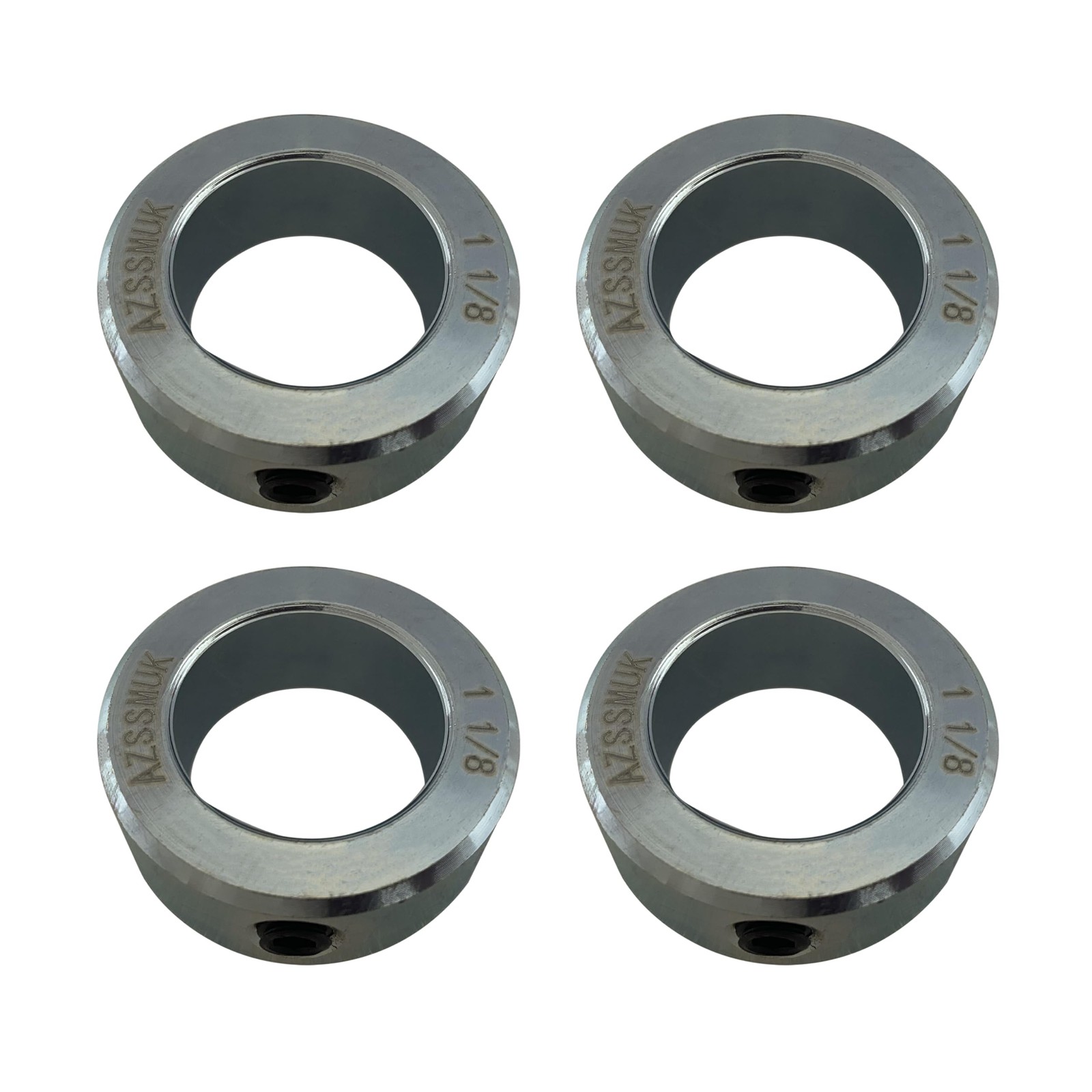 Shaft Collars 1-1/8″ Bore Solid Steel Style Zinc Plated Set Screw 4 Pieces
