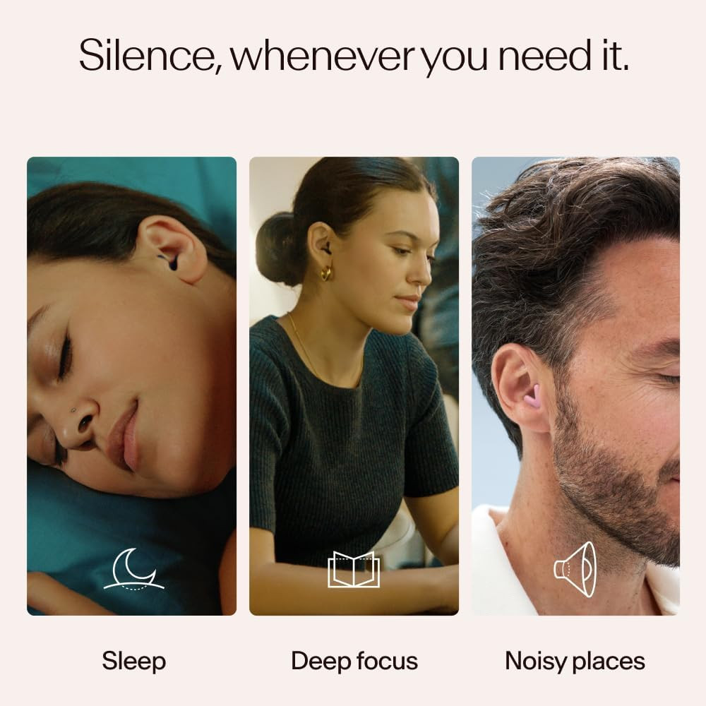 Alpine Silence Earplugs for Sleep, Focus & Travel – V-Shape Snug Fit & Soft O…