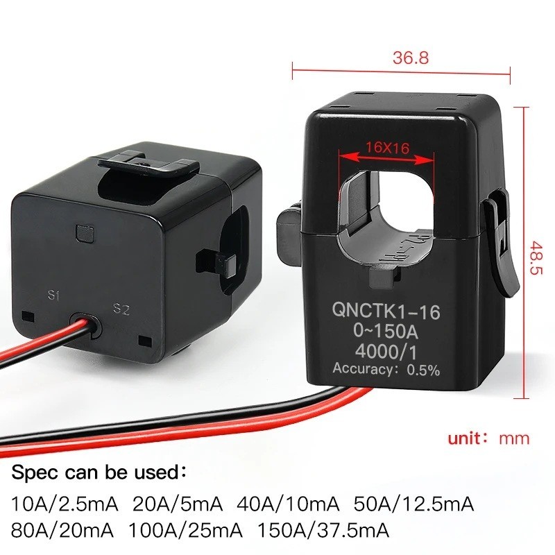 Current Transformer Split Core QNCTK1-10 QNCTK1-16 Clamp-On AC Sensor Transducer