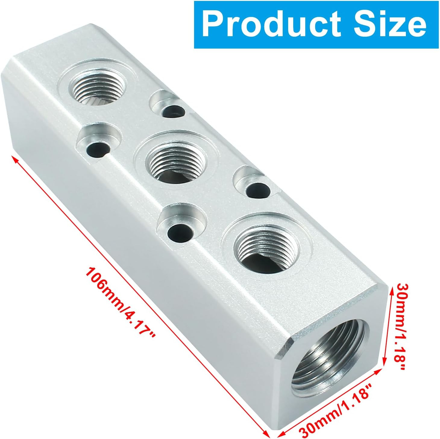 3 Way Pneumatic Manifold Air Distribution Block, G1/2 Supply Port, G1/4-Inch …