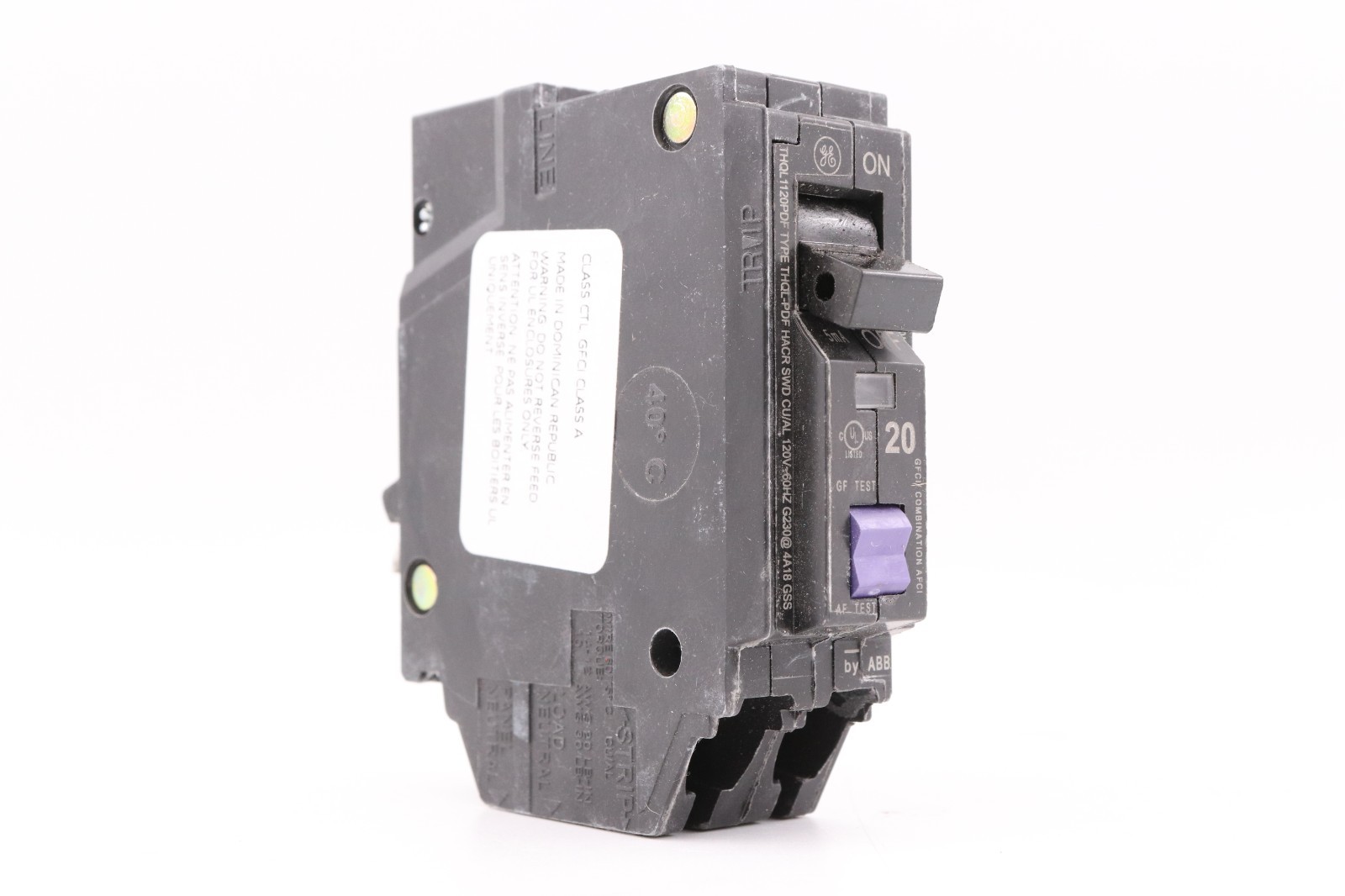 GE THQL1120PDF 20A 1-POLE DUAL FUNTION CIRCUIT BREAKER, PLUG-ON NEUTRAL