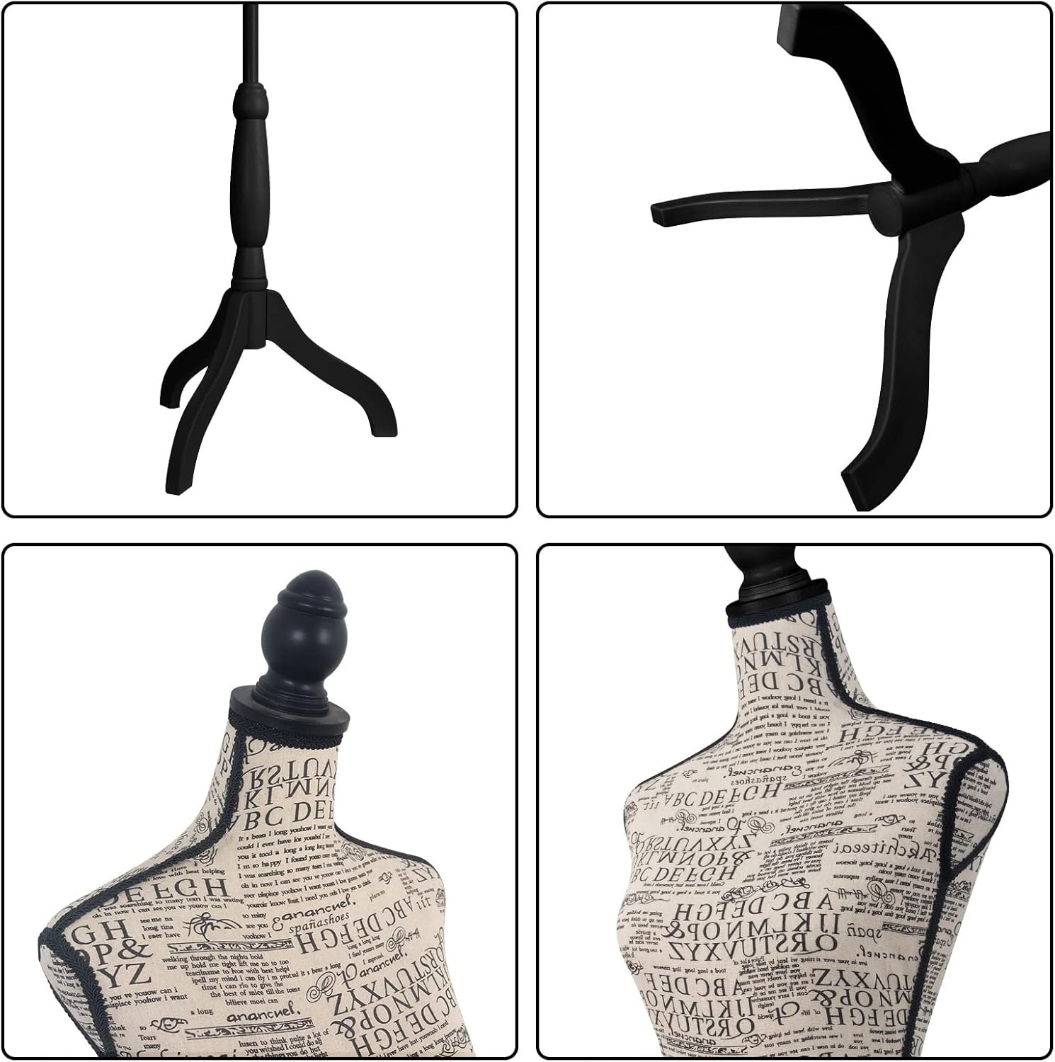 Fabric Female Mannequin Body,Dress Form Sewing with Adjustable Tripod Stand