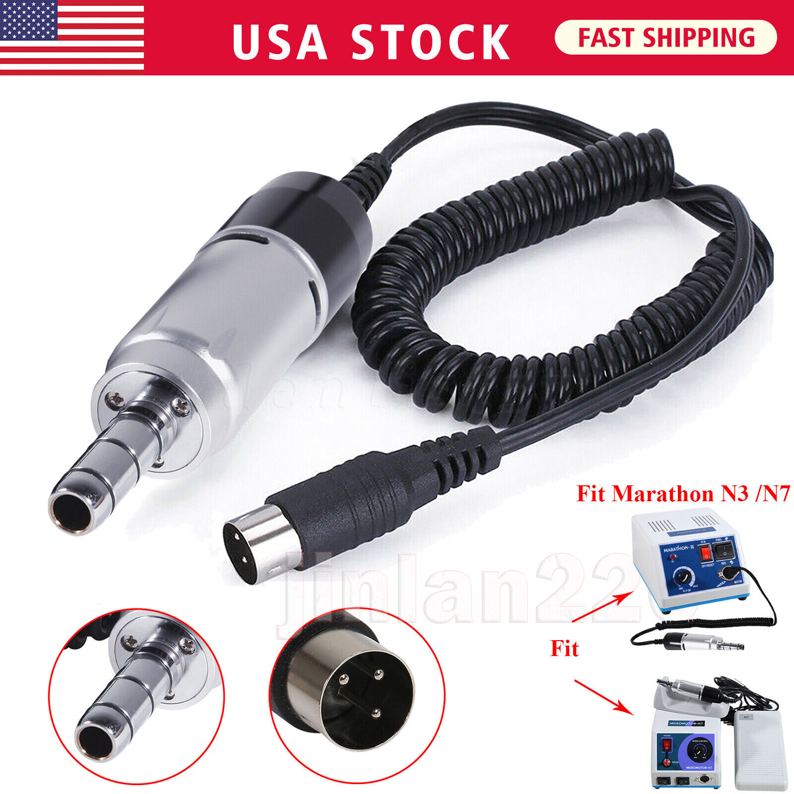 Dental Lab Micromotor Polishing E-Type Connector 35K RPM for Marathon