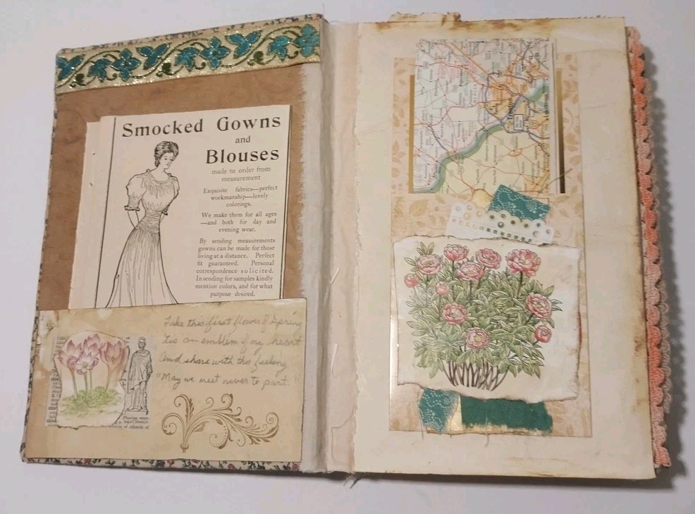 Junk Journal Antique Vtg. Ephemera Handmade Book Lg 9.5″x6.5″ Mother’s Day Gift