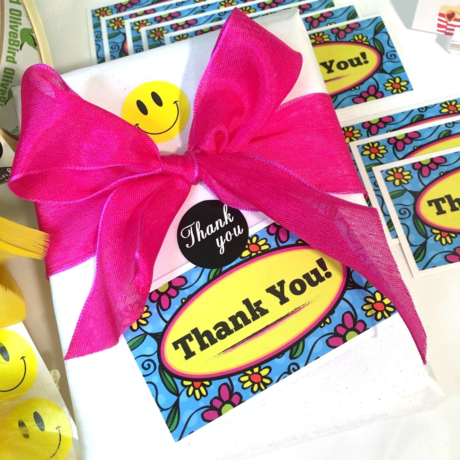 Business Cards Thank You Business Cards, Tags Blue Yellow Flowers 3.5×2″