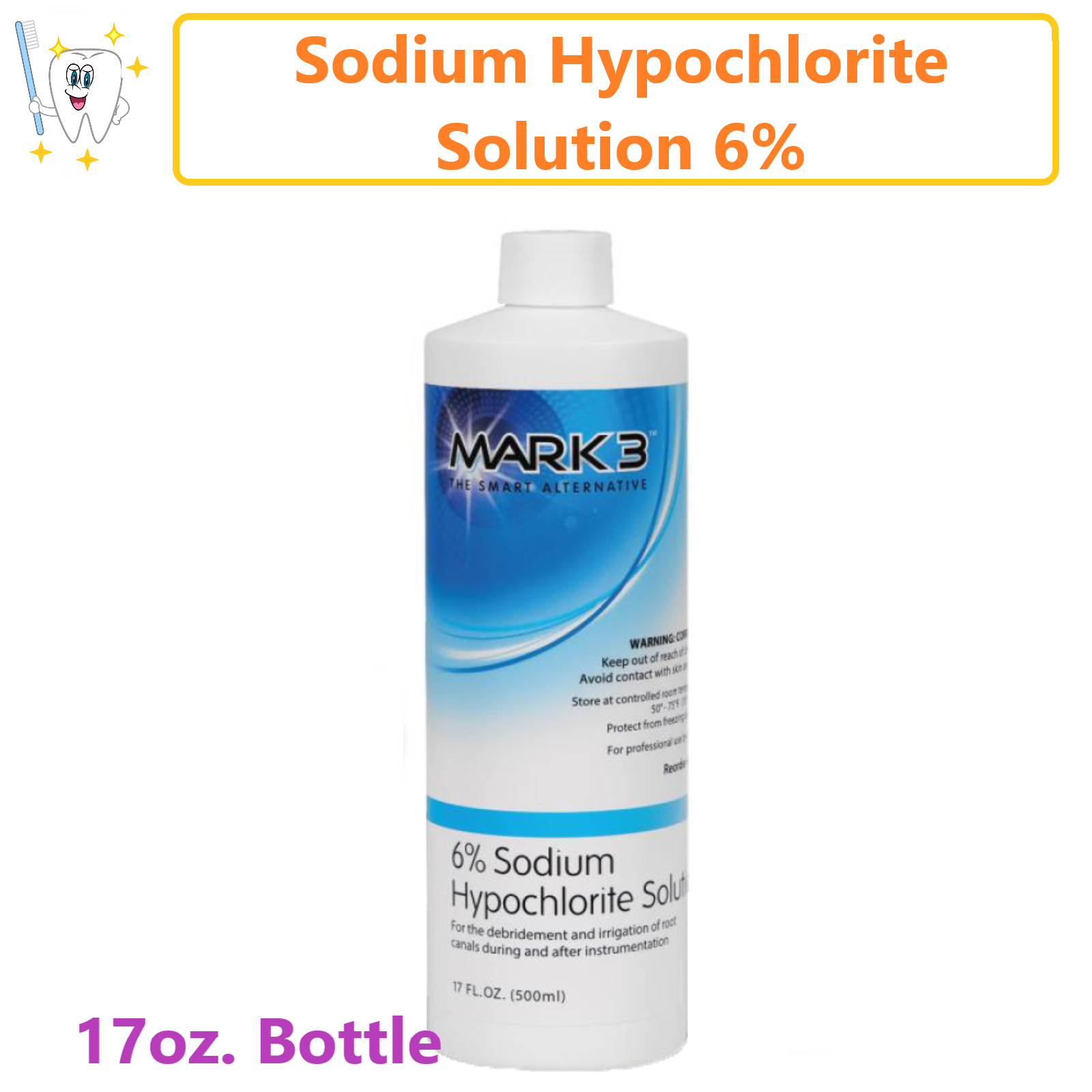 Dental Endo Sodium Hypochlorite Solution 6% 17oz. Btl Root Canal Treatment Mark3
