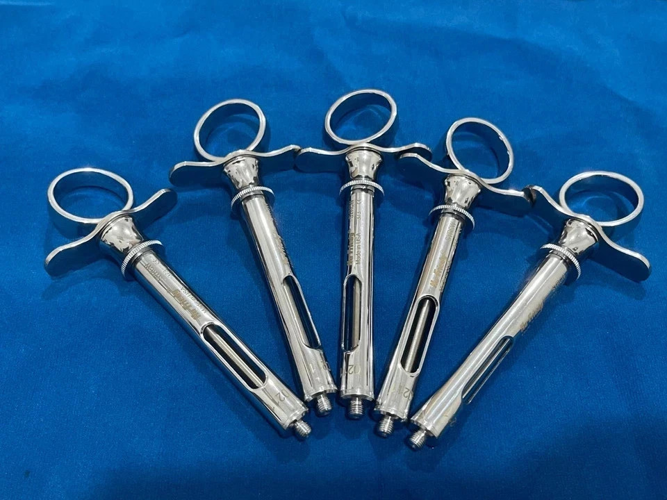 Hu-Friedy Dental Instrument Lot of 10 – 5 Syringes & 5 Mouth Mirrors Professiona