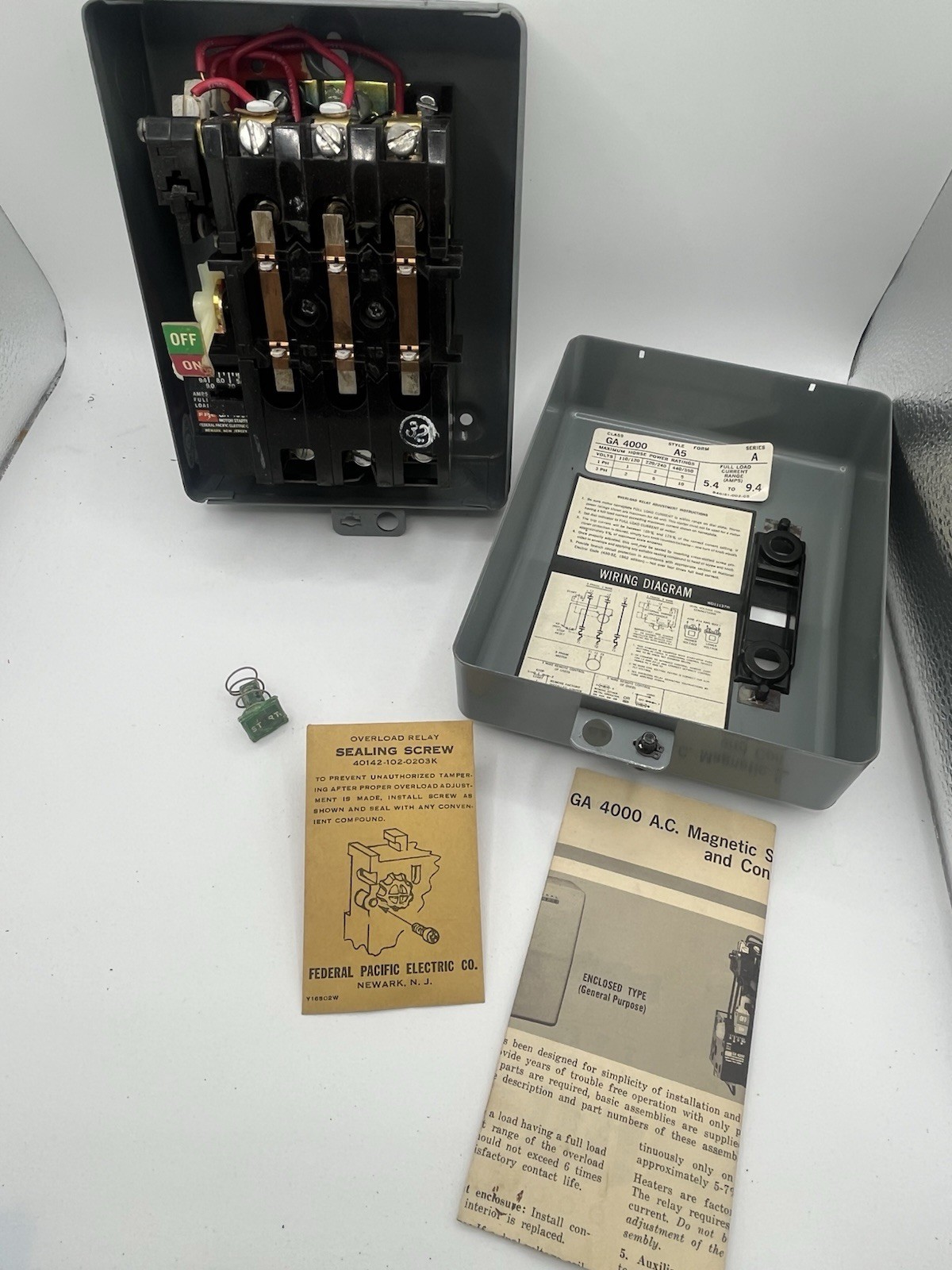 Federal Pacific FPE GA 4000 A5 Magnetic Motor Starter Contactor NOS 5.4-9.4A