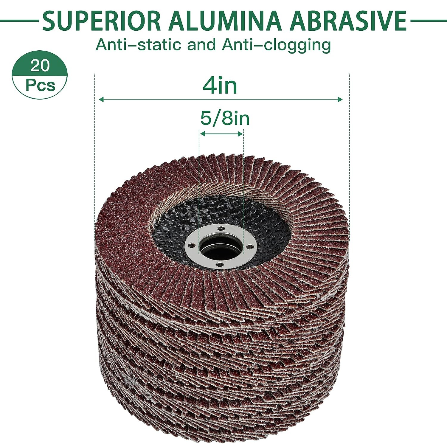 71878 4 Inch Flap Discs 20 PCS 40 Grit Sanding Pad 5/8 Inch Arbor