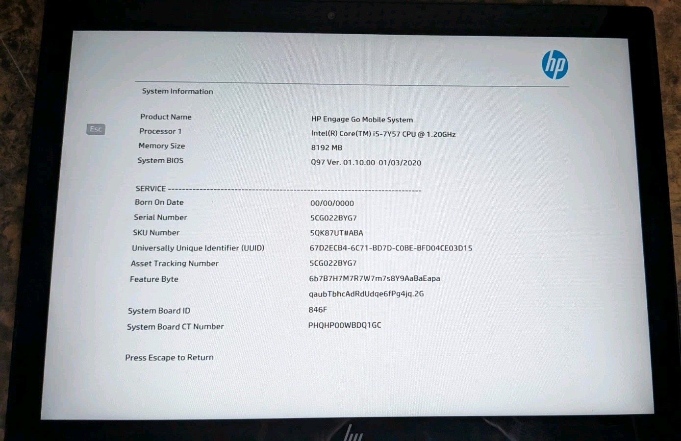 HP Engage Go Mobile System 12.3″ Touchscreen i5-7Y57 8GB RAM 128GB SSD ANDROID