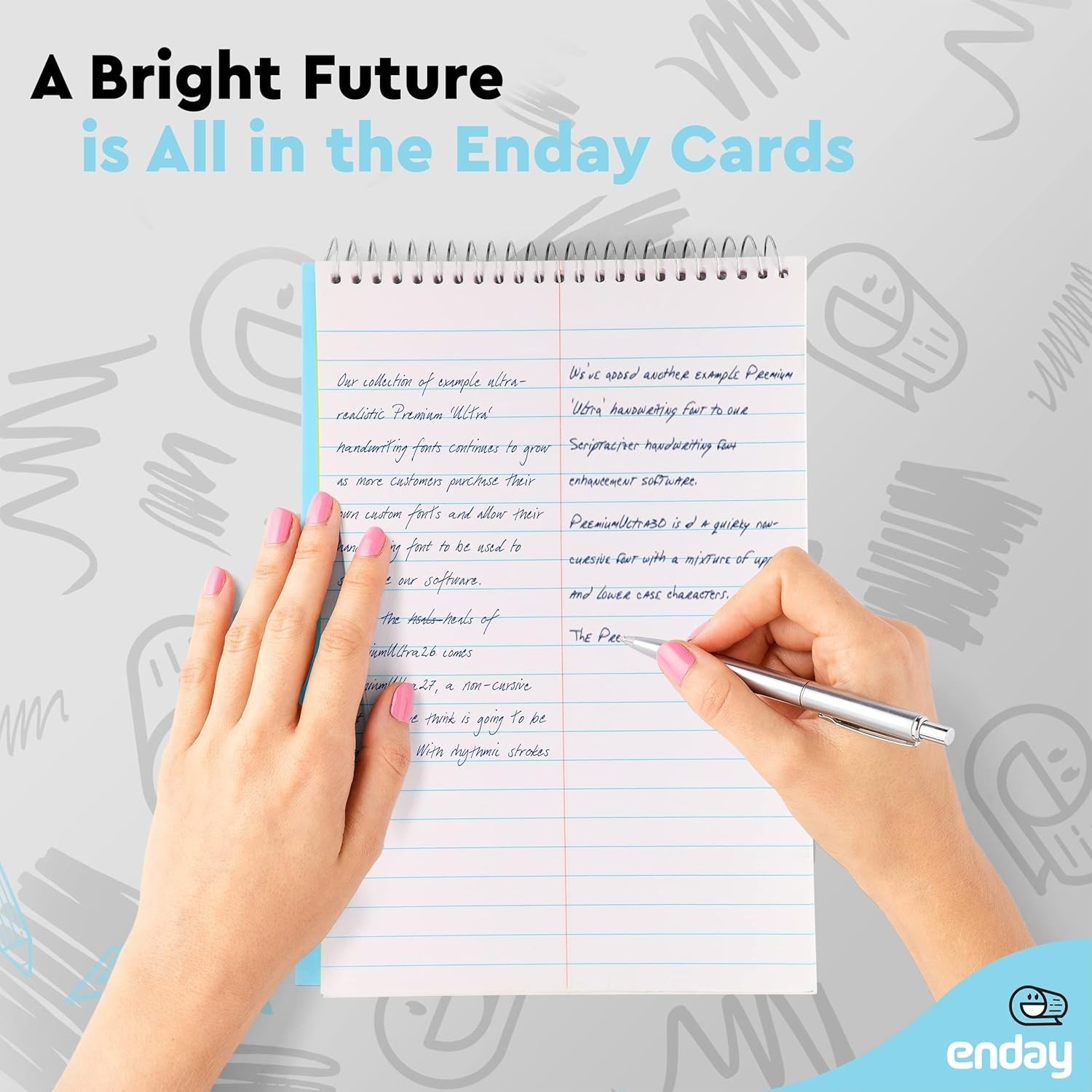 Enday Steno Pads Spiral 6 x 9 inches, Gregg Rule White Paper, 80 Sheets Steno..