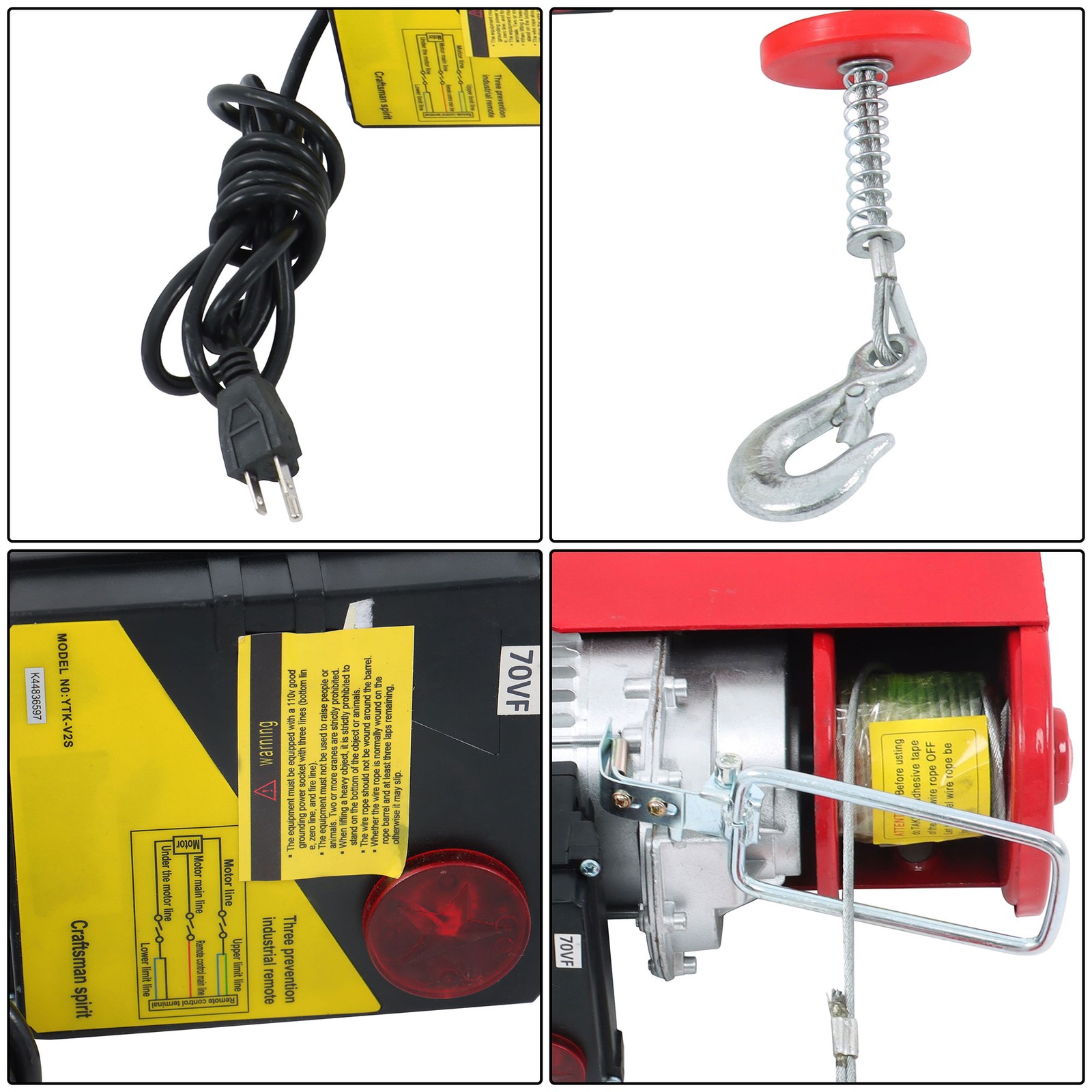 1320lbs Mini Electric Hoist PA600 & Wireless Remote Control 110V Height 20-40ft