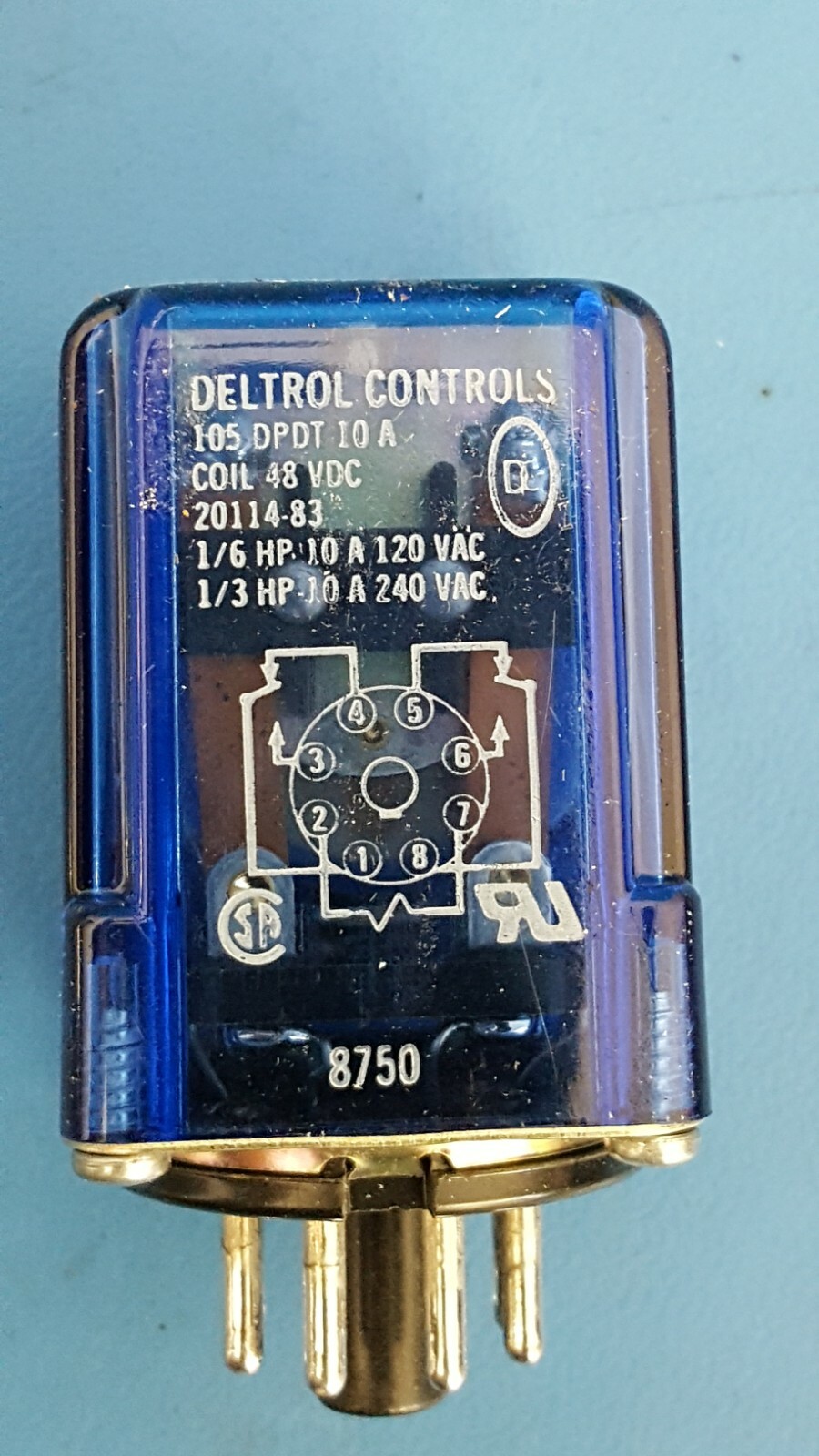 General Purpose Relay 48VDC 1.85KOhm 10A DPDT 20183 DELTROL (34.93×34.93×50.8)mm