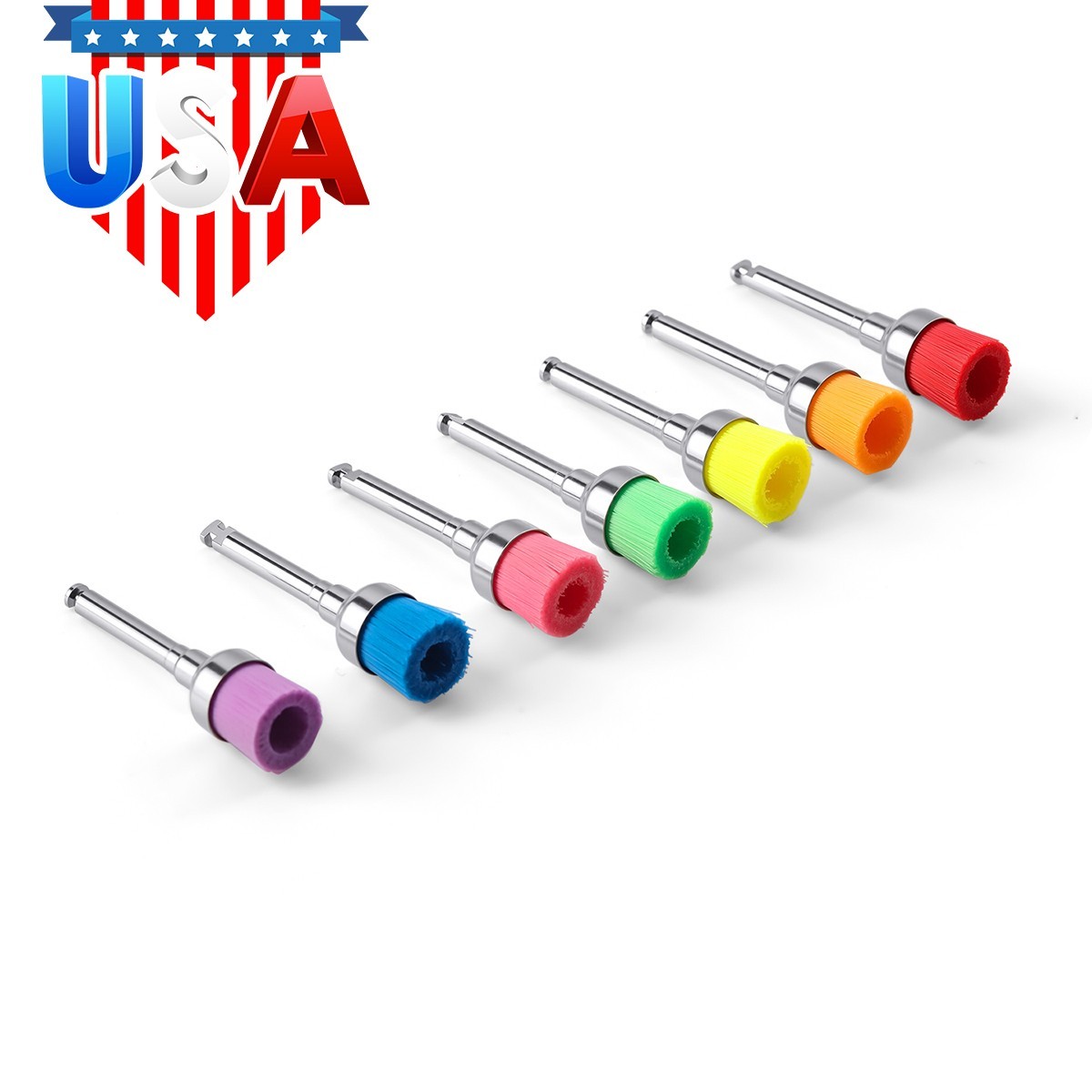 100pcs Dental Nylon Colored Soft Bowl Polishing Flat Tapere Prophy Brushes Latch