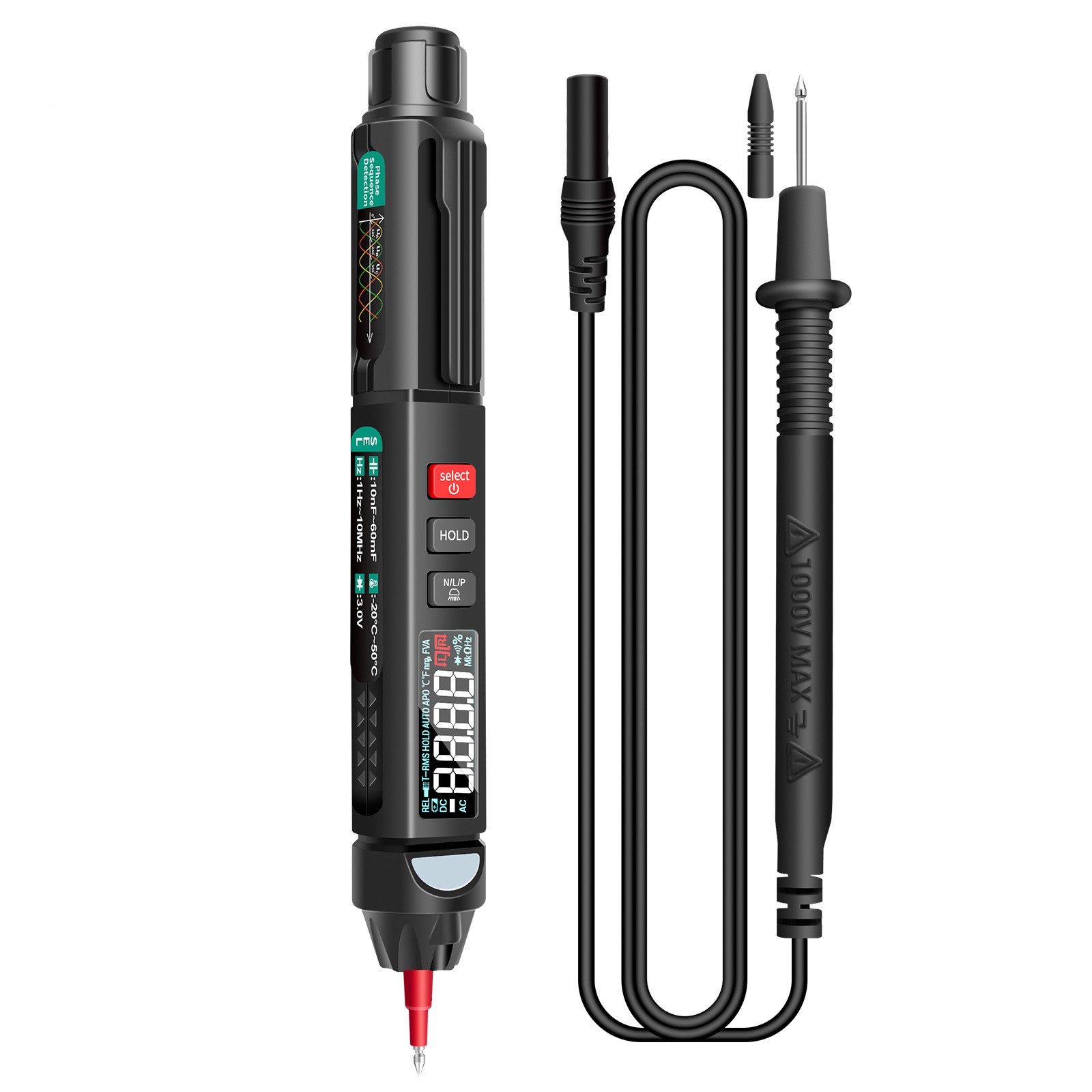 Pocket Digital Multimeter Electrical Tester w/ Data Hold Backlight for On