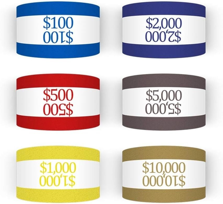 Assorted Currency Straps – 300 Self-Adhesive Bands for Fast Billing Efficiency