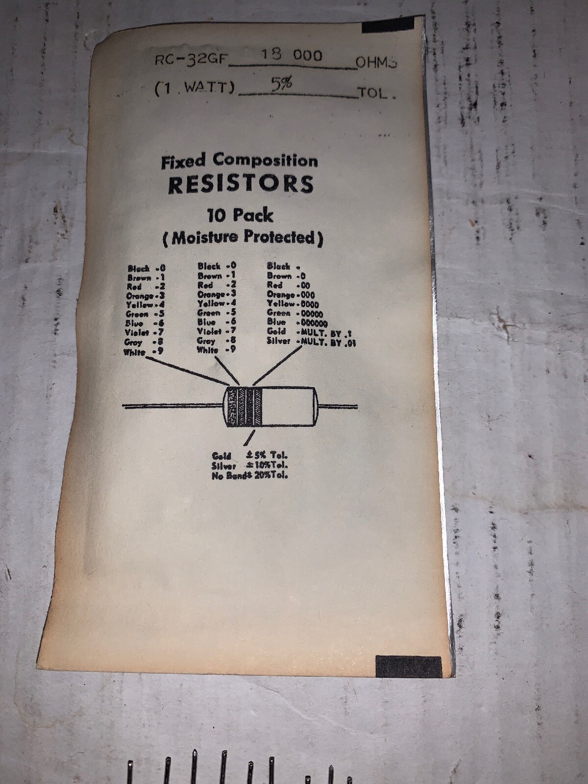 10 Lot Of Vintage RC-32GF Carbon Composition Resistors 18,000 Ohm 1 watt New