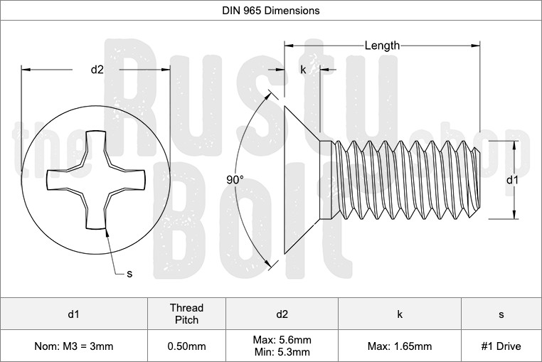 M3 x 4mm, Phillips Flat Head Screws, 304 18-8, Stainless Steel, Countersunk