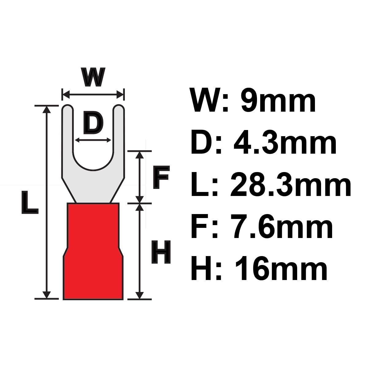 500PCS 8 AWG Fork Spade Crimp Connectors, PVC Insulated, 600V 62A, CE & RoHS
