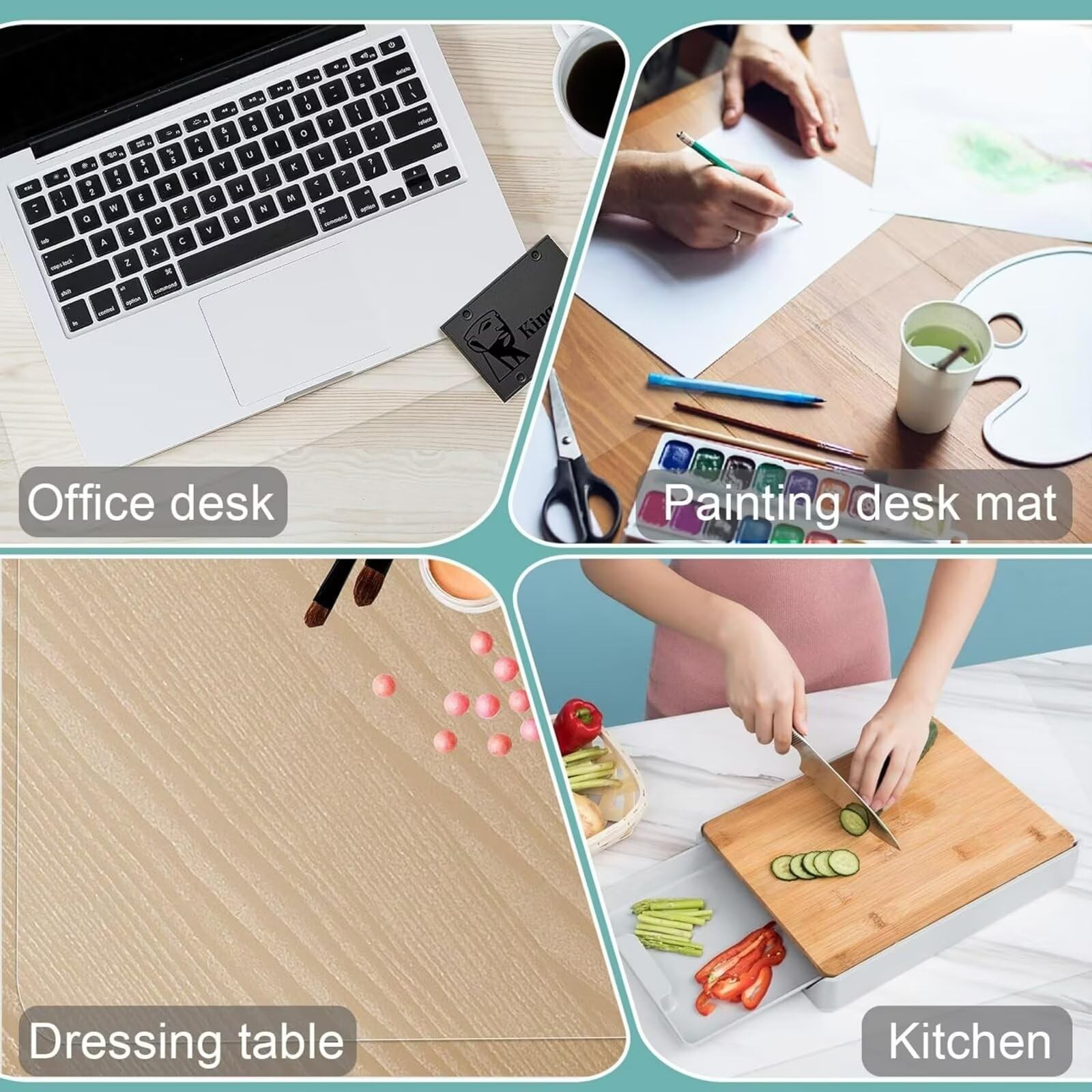Transparent Desk Pad, 22in x 29in, PVC, Non-Slip, Heat Resistant & Waterproof