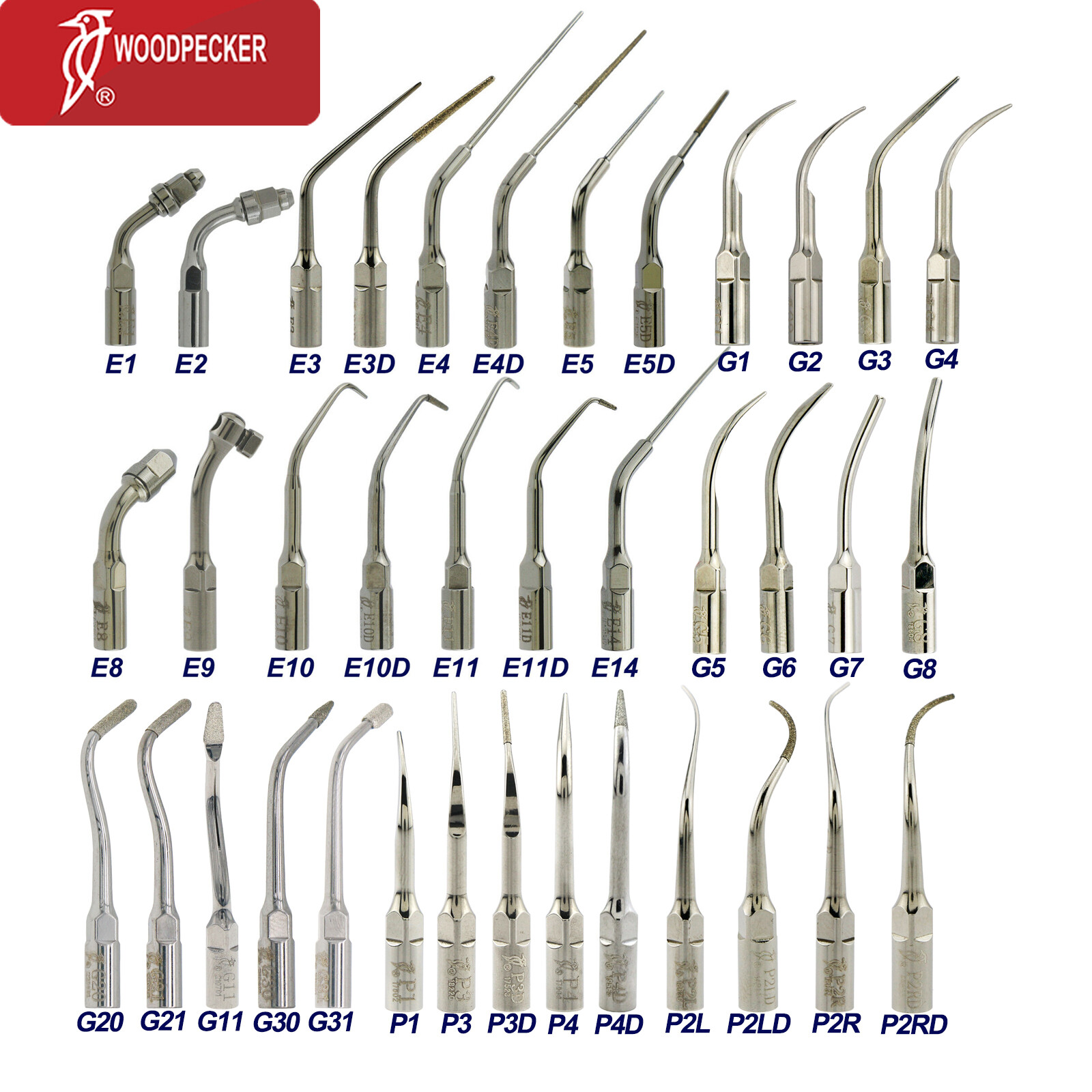 Woodpecker Dental Ultrasonic Scaler Tips Endo Perio Root Canal Fit EMS Handpiece