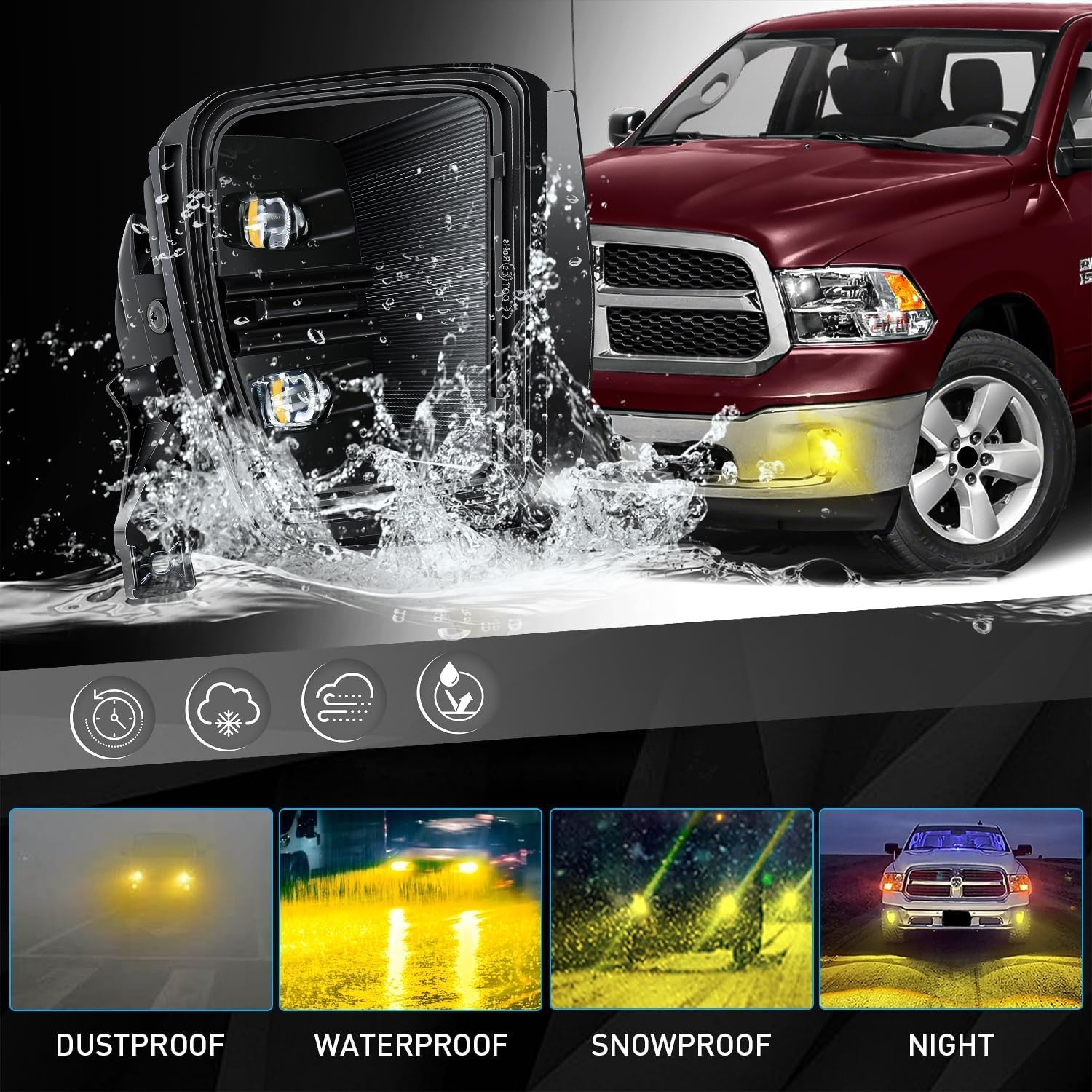 Led Fog Lights for 2013-2018 Ram 1500 & 2019-2021 RAM 1500 Classic Pickup