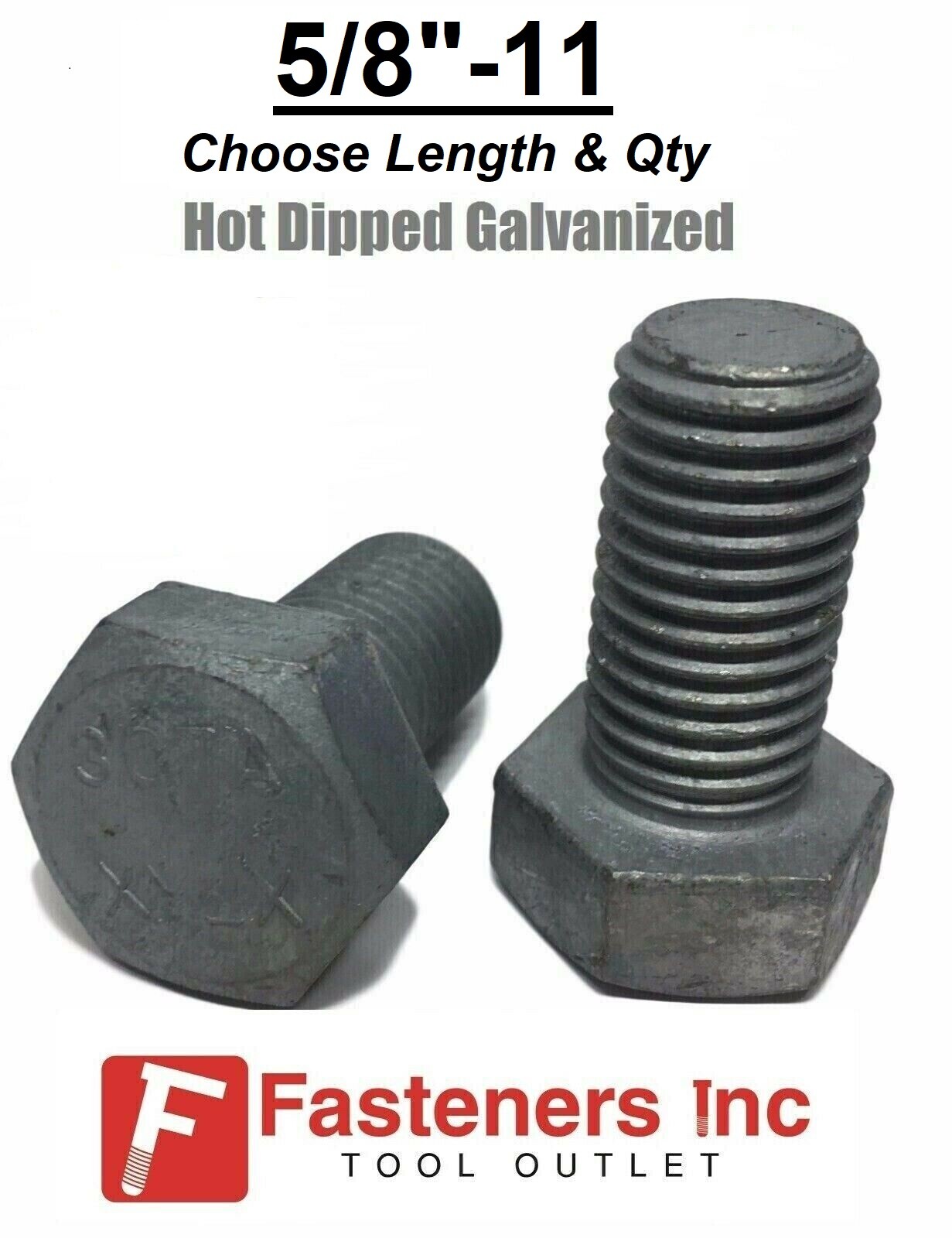 5/8″-11 Hex Cap Screw Hot Dipped Galvanized Hex Bolt 5/8-11 A307 Choose Length