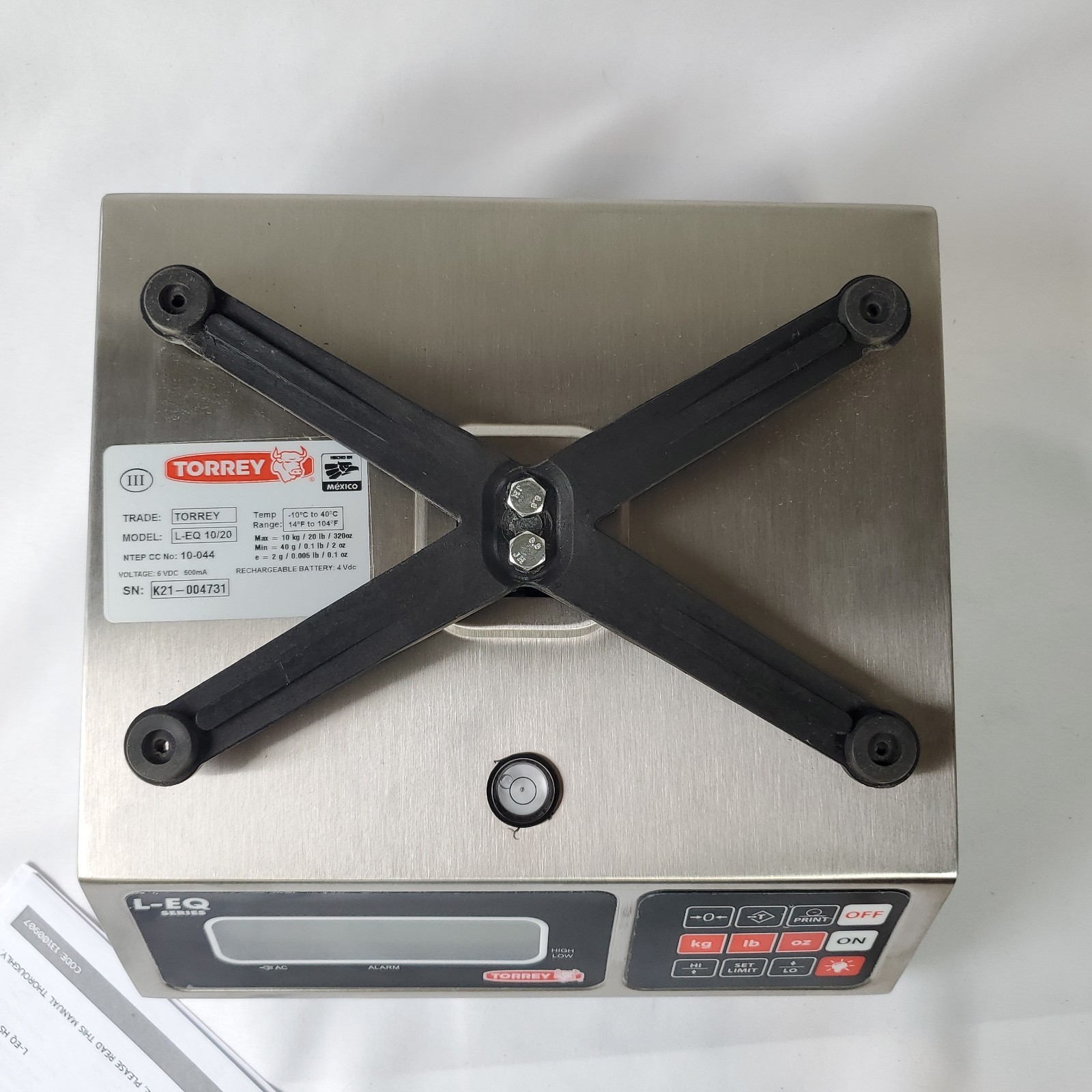 TORREY NTEP L-EQ Series 10/20 Legal-For-Trade Precision Portion Scale W/ Battery