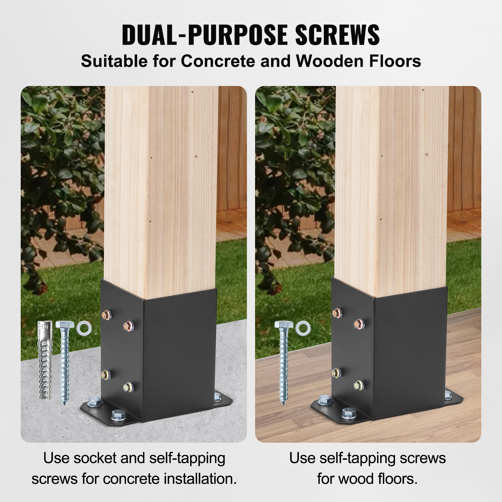 VEVOR 2 Pack 4×4 Post Base Brackets Heavy Duty Wood Post Fence Post Anchor