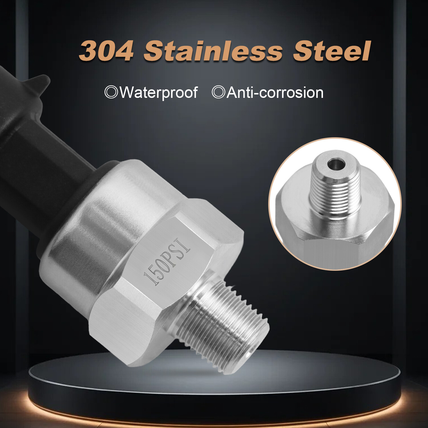 150PSI Pressure Transducer Sender Sensor Stainless Steel for Oil Tank Gas Tank