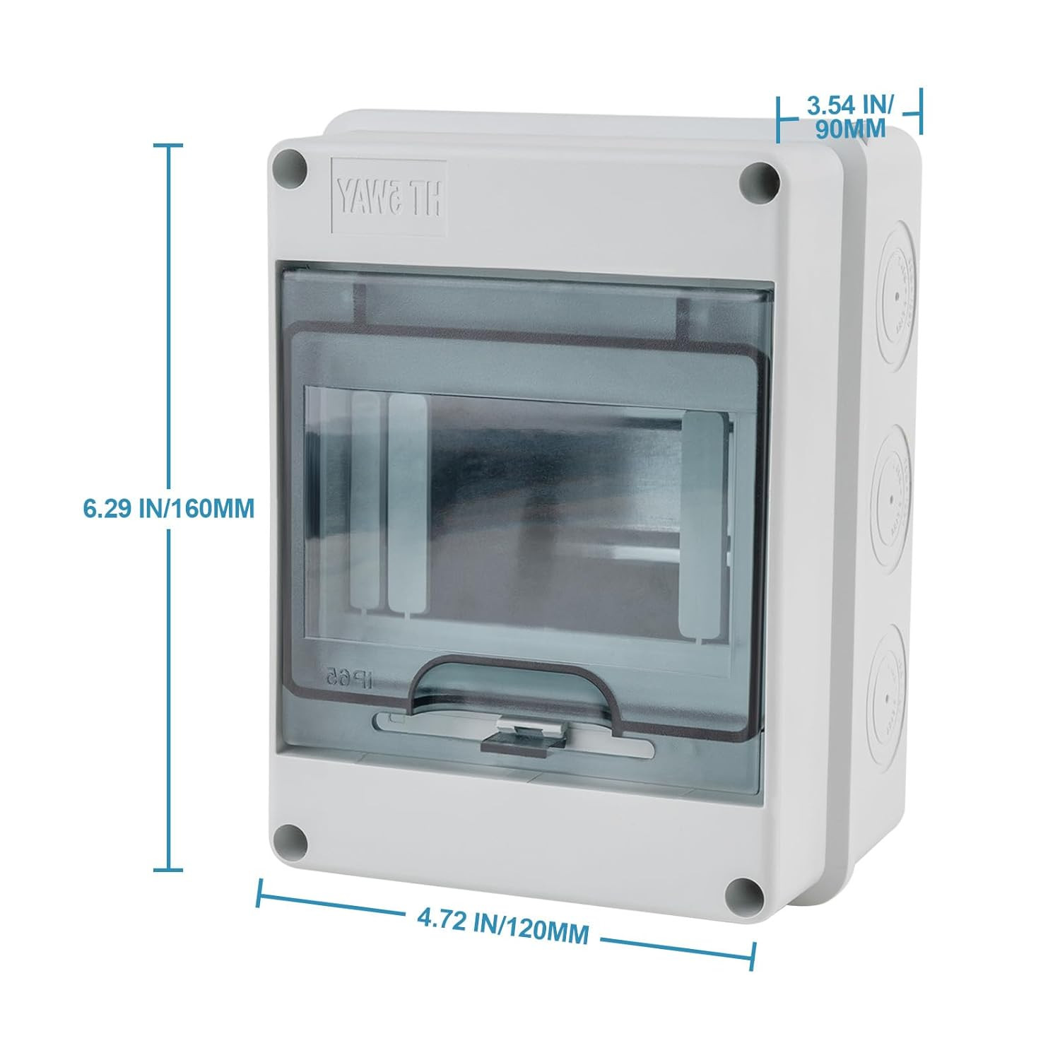 5-Way IP65 Circuit Breaker Box with DIN Rail ABS Plastic Enclosure Indoor/Outdoo
